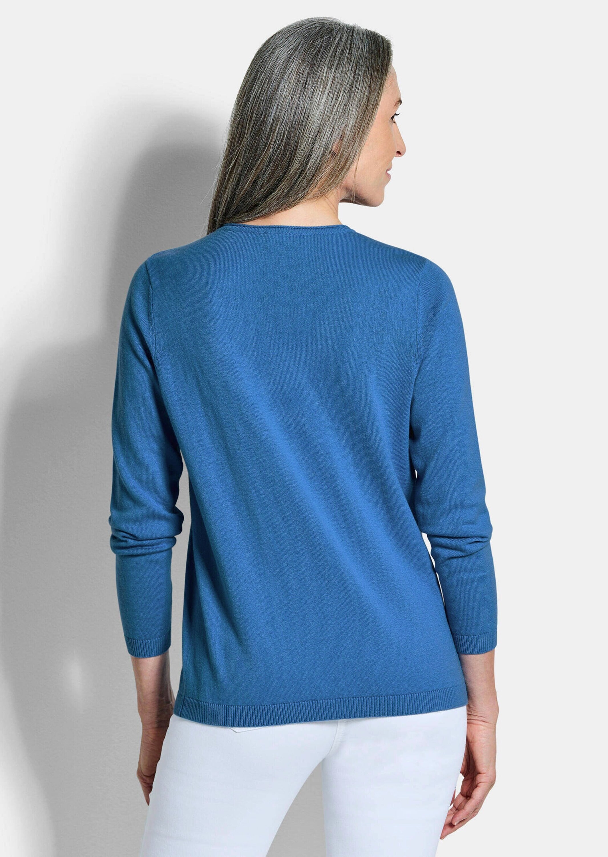 GOLDNER Rundhalspullover »Baumwollpullover mit V-Ausschnitt« mit Kaschmieranteil