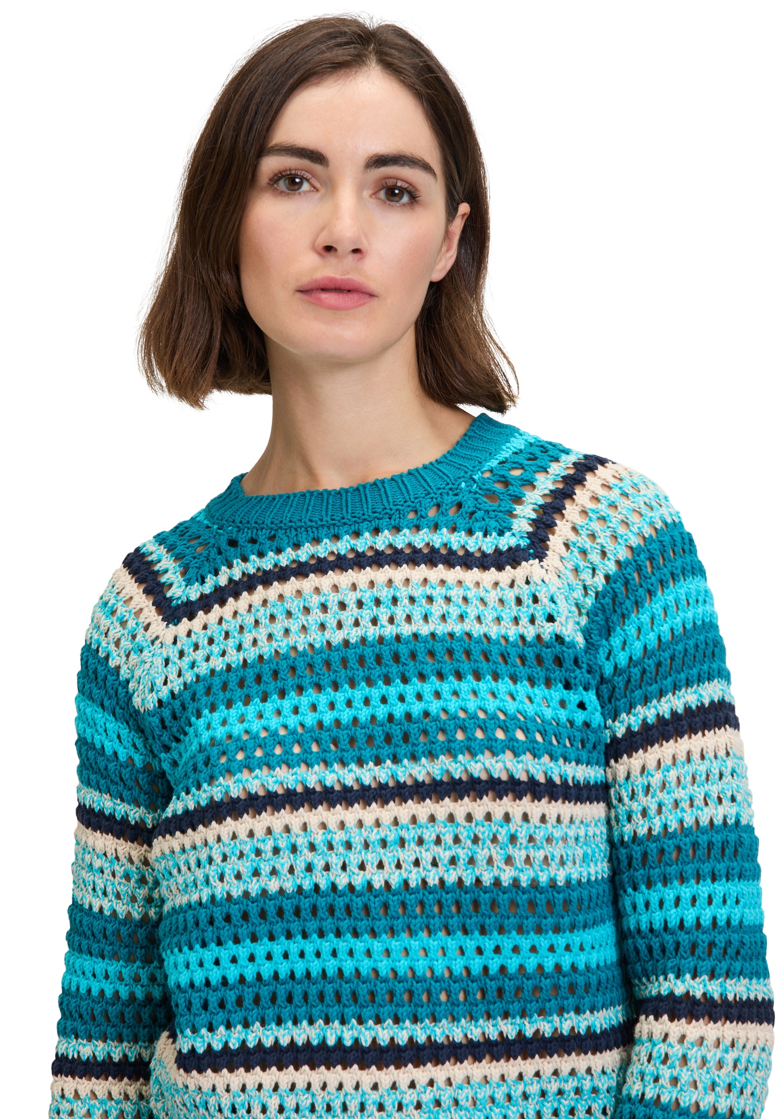 Betty&Co Rundhalspullover »Lochstrick-Pullover mit Rippbündchen«
