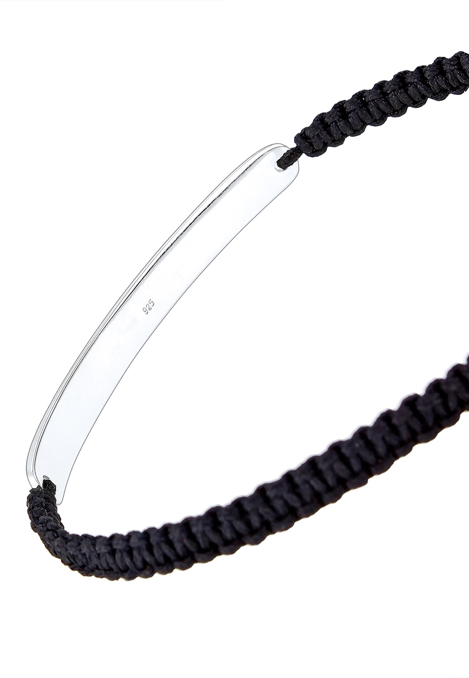 Kuzzoi Armkette »Armband Nylon Gravurplatte 925 Sterling Silber«