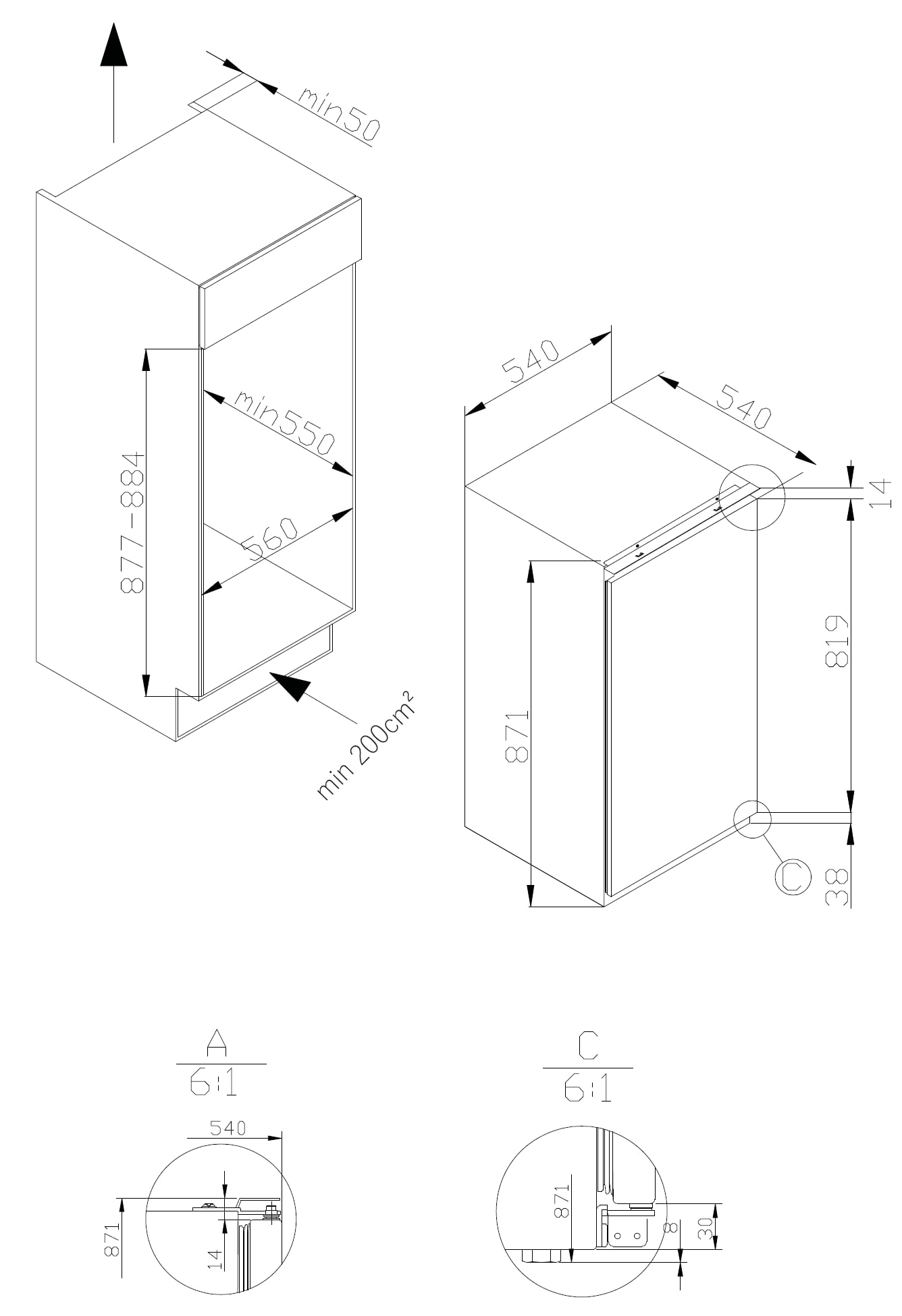 Amica Einbaugefrierschrank »EGSS 321 900«, 87,1 cm hoch, 54 cm breit, Supergefrierfunktion