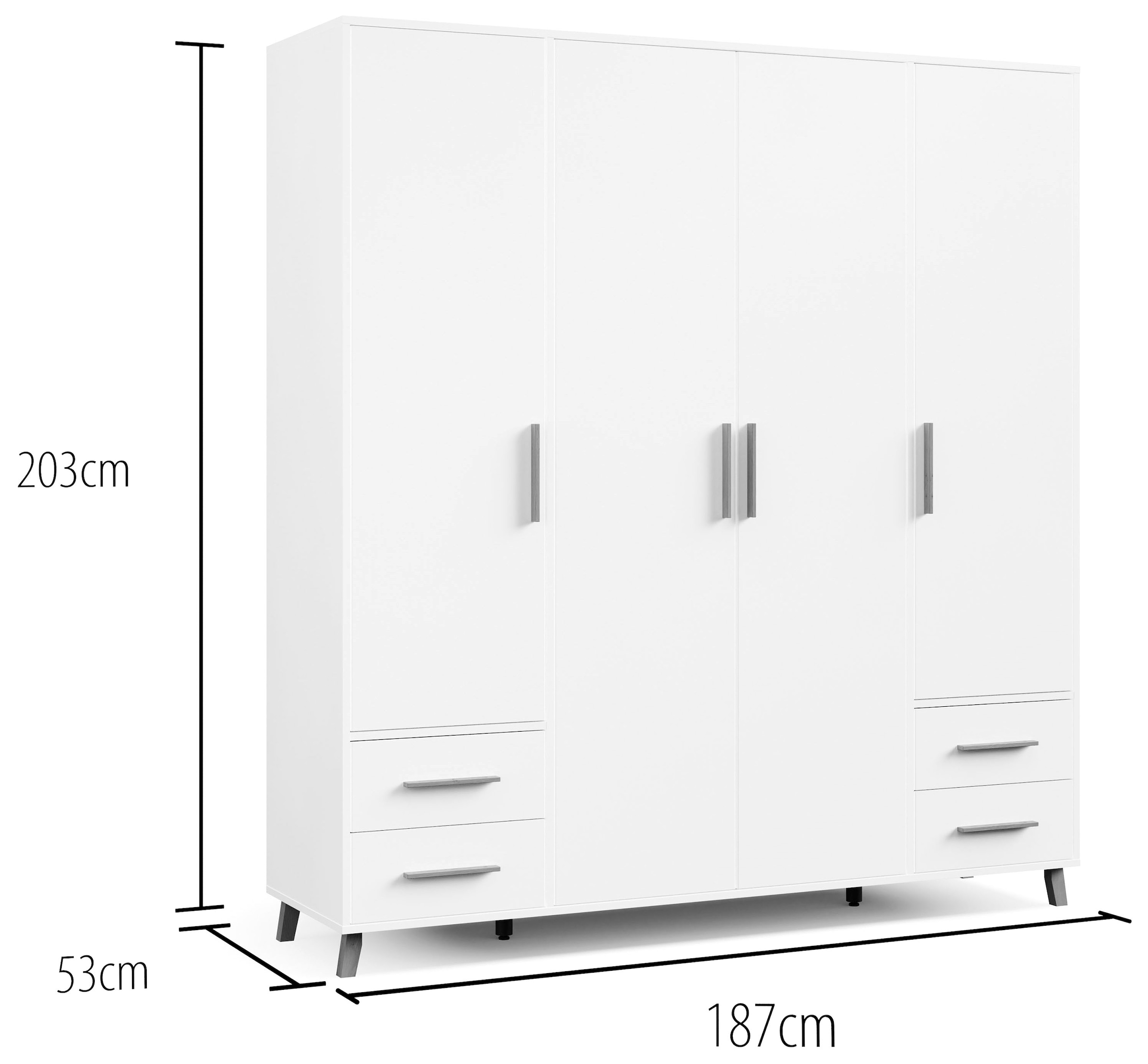 rauch Drehtürenschrank »Kleiderschrank Schrank Garderobe Wäscheschrank SHINJO«, (in 3 verschiedenen Ausstattungen BASIC/CLASSIC/PREMIUM), Griffe und Füße aus Massivholz mit 2 Schubladen MADE IN GERMANY