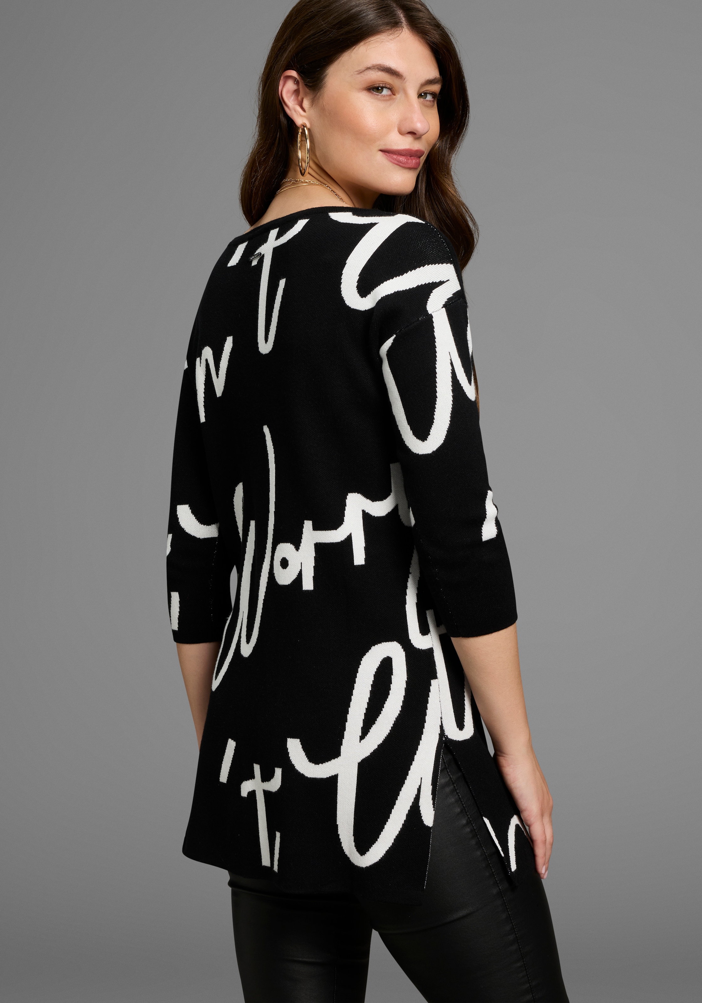 Laura Scott Jacquardpullover, mit Schriftmuster - NEUE KOLLEKTION