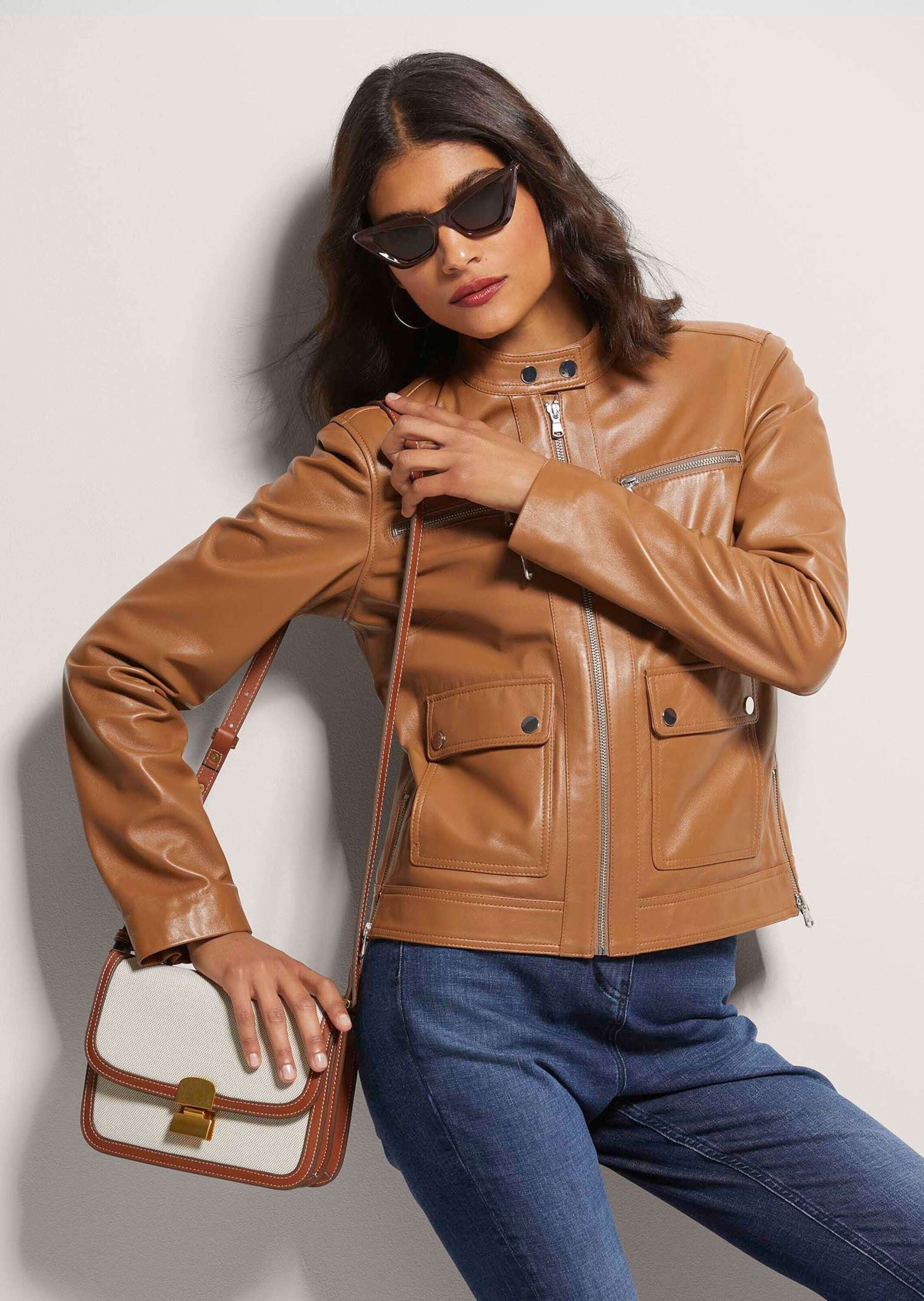 MADELEINE Lederjacke »Lederjacke Biker-Jacke aus Lammnappa«