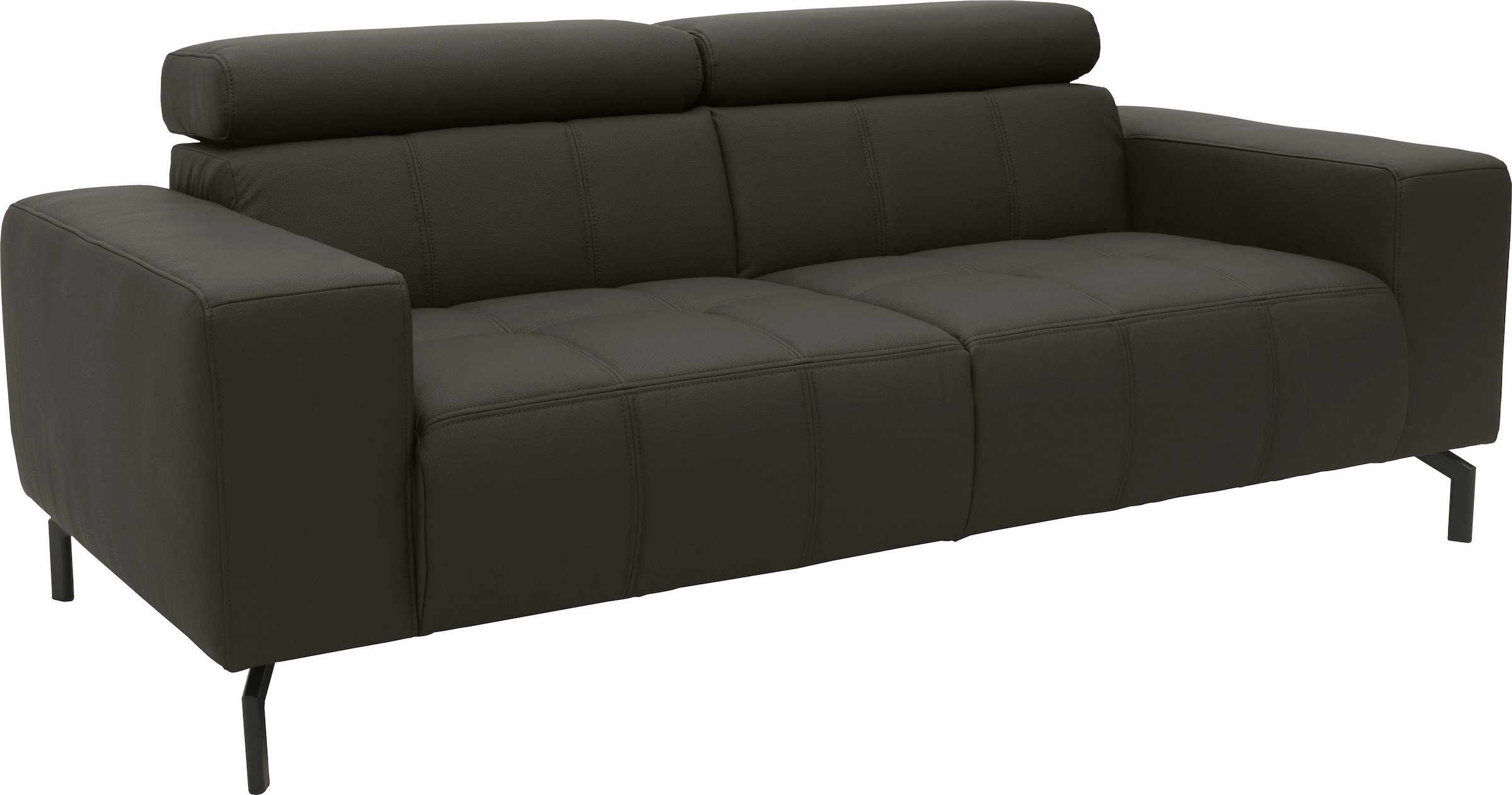 DOMO collection 2-Sitzer »Cunelli zeitlos und elegant, moderne Sitznähte als Designelement,« wahlweise mit 6-fach verstellbaren Kopfteilen, fester Sitzkomfort