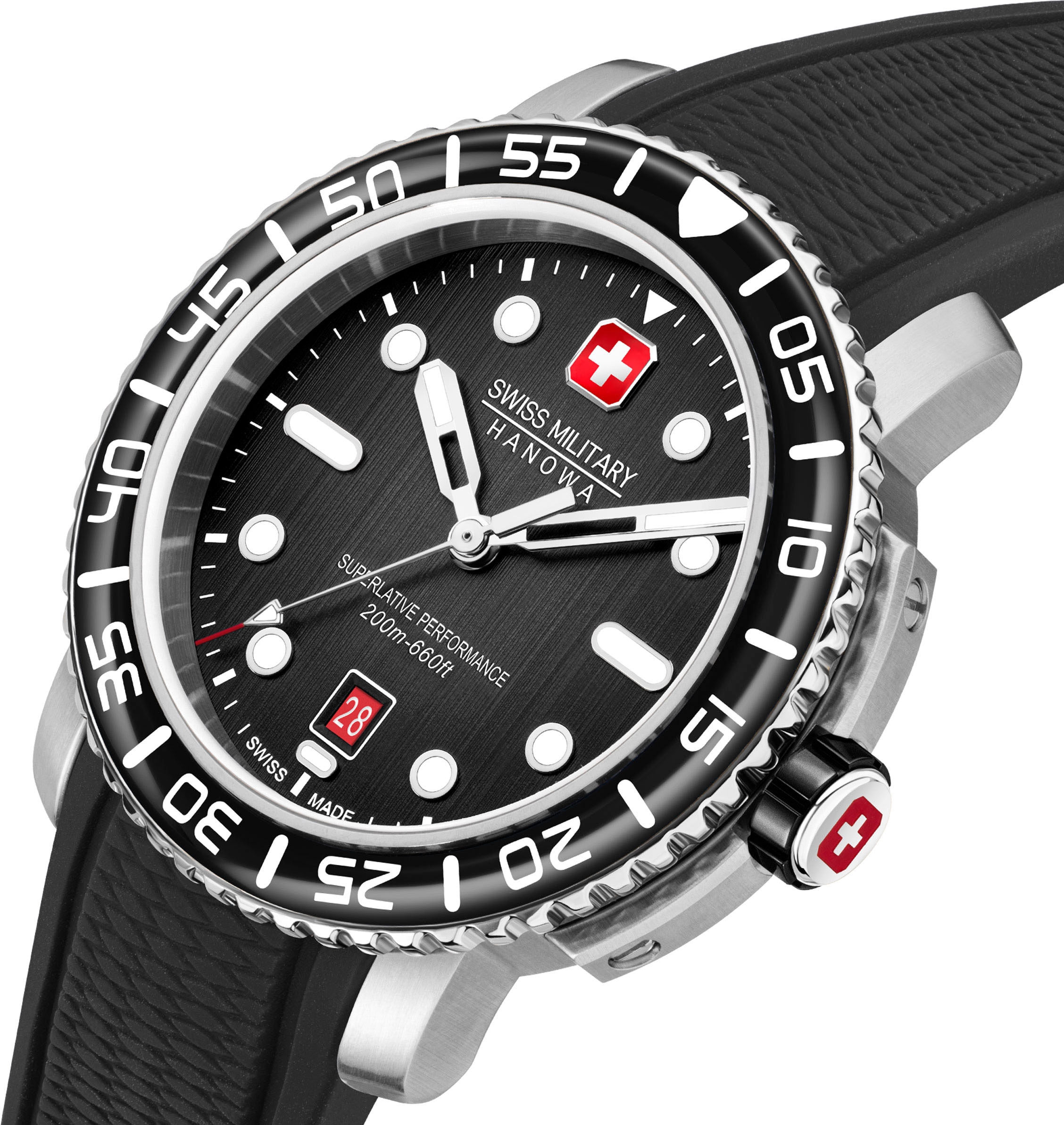 Swiss Military Hanowa Quarzuhr »BLACK MARLIN, SMWGN0001701«, Armbanduhr, Herrenuhr, Swiss Made, Datum, Saphirglas
