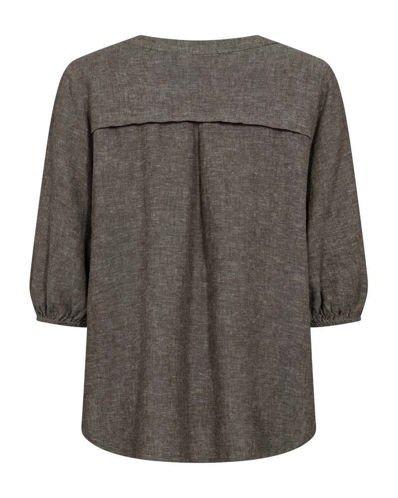 FREEQUENT Schlupfbluse »FQLAVA-BLOUSE« melierte Sommerbluse mit Leinen