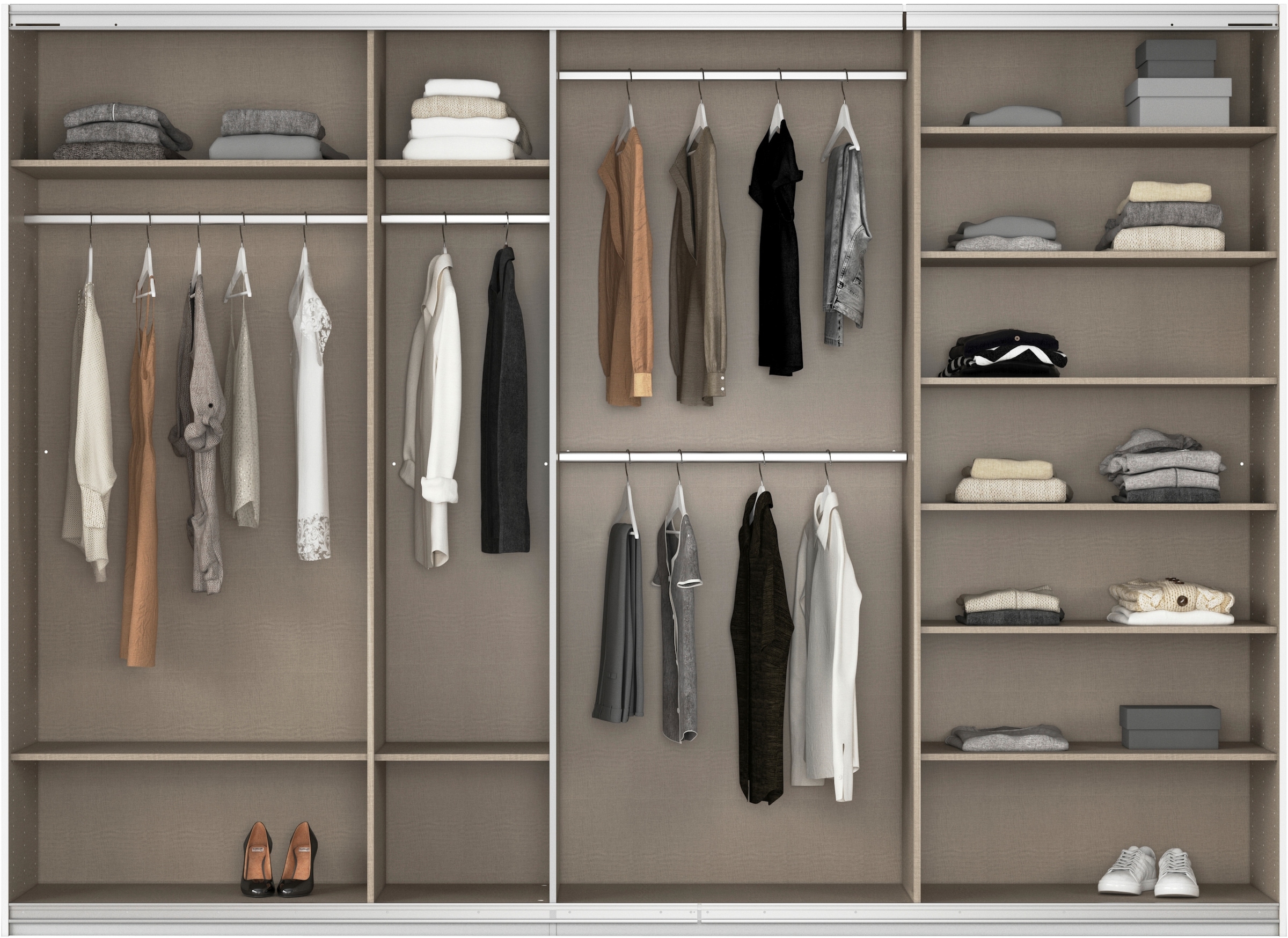 rauch Schwebetürenschrank »Kleiderschrank Schrank Garderobe AGORDO«, Top Innenausstattung, in 4 Breiten und 2 Höhen MADE IN GERMANY