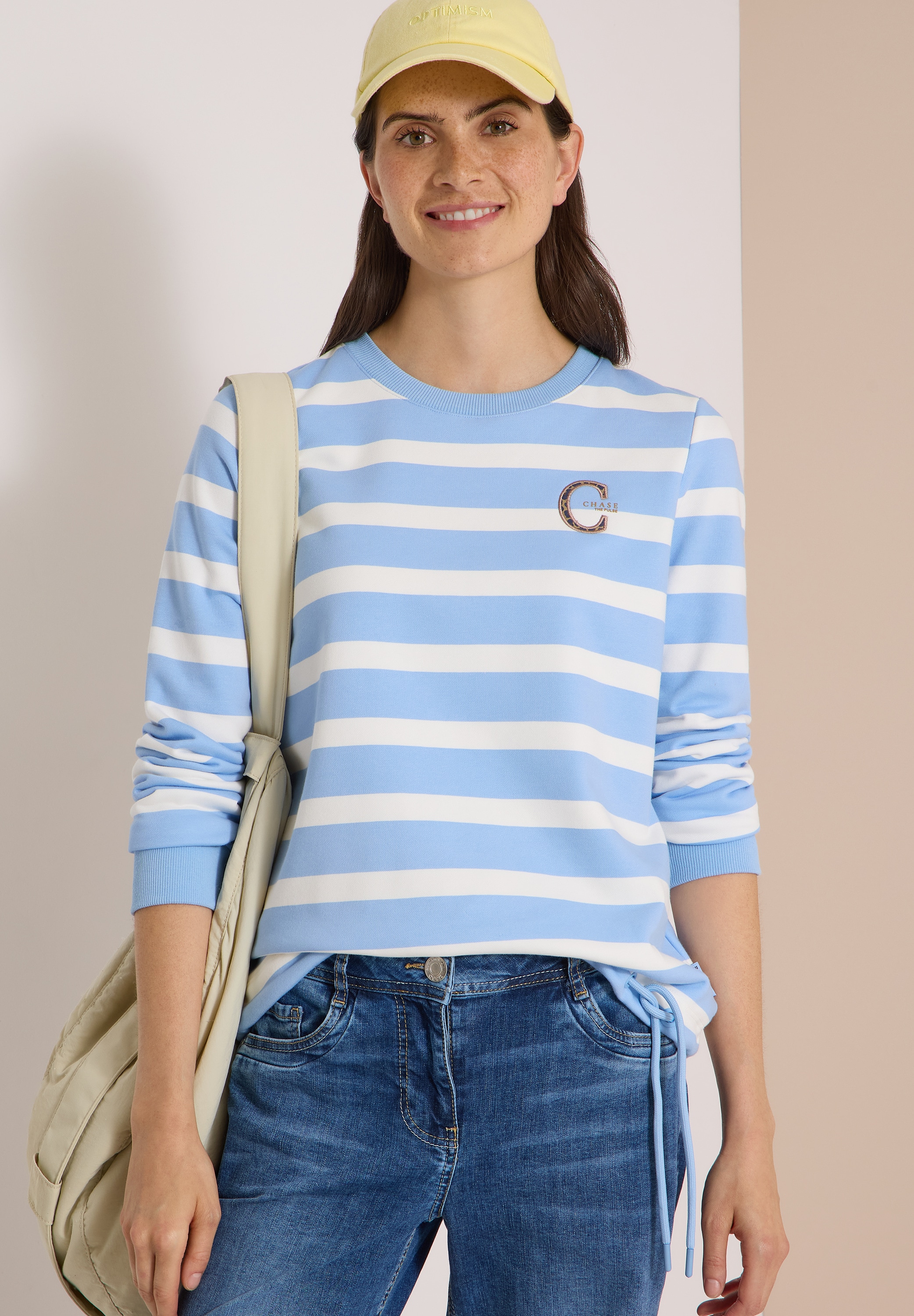 Cecil Sweatshirt , Printdetail, mit Tunnelzug am Saum, Baumwollmix
