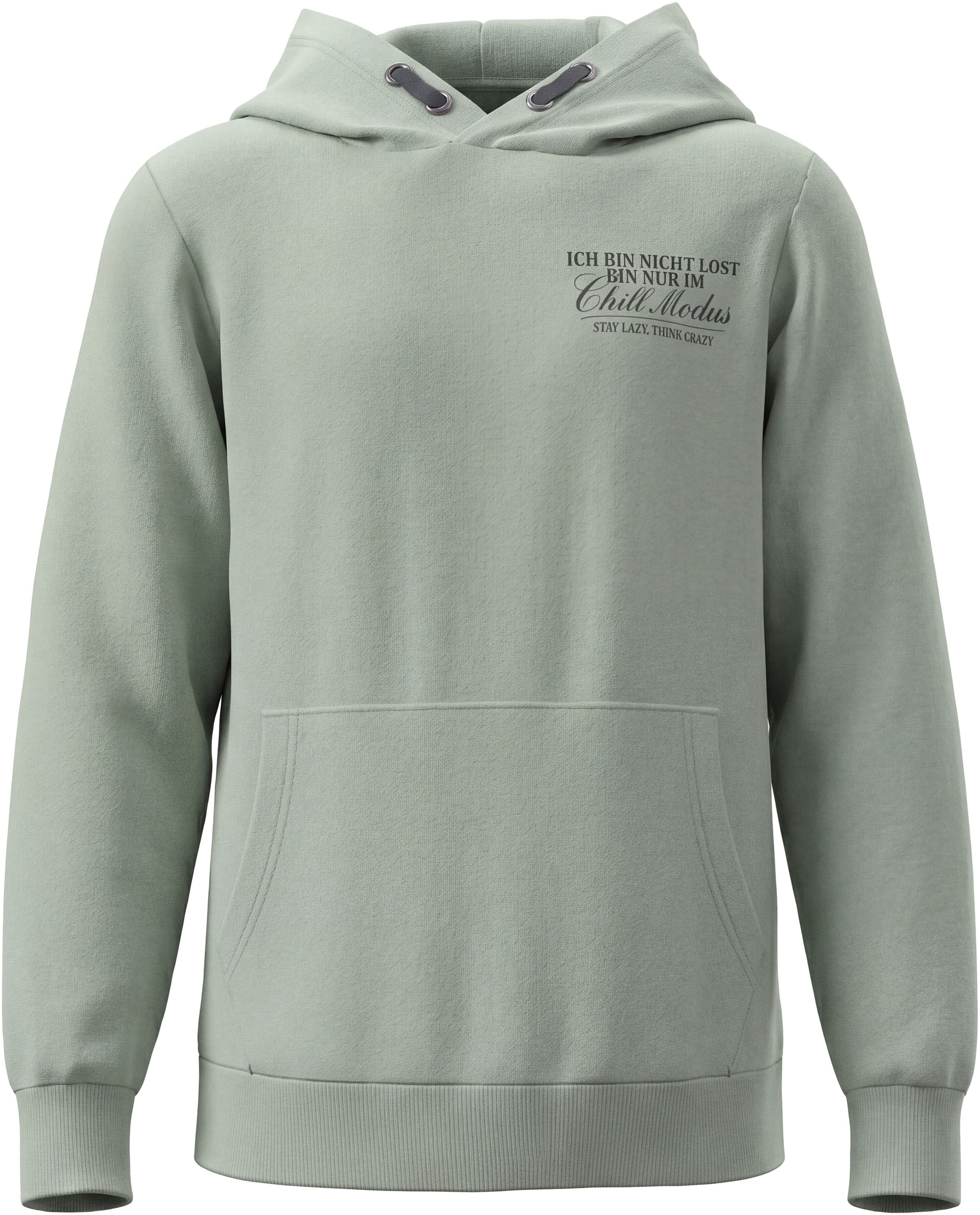 KIDSWORLD Kapuzensweatshirt »Hoodie mit Spruch vorne und hinten«, Sweatshirt mit Sprüchedruck, Langarm, hüftbedeckend, mit Kängurutasche
