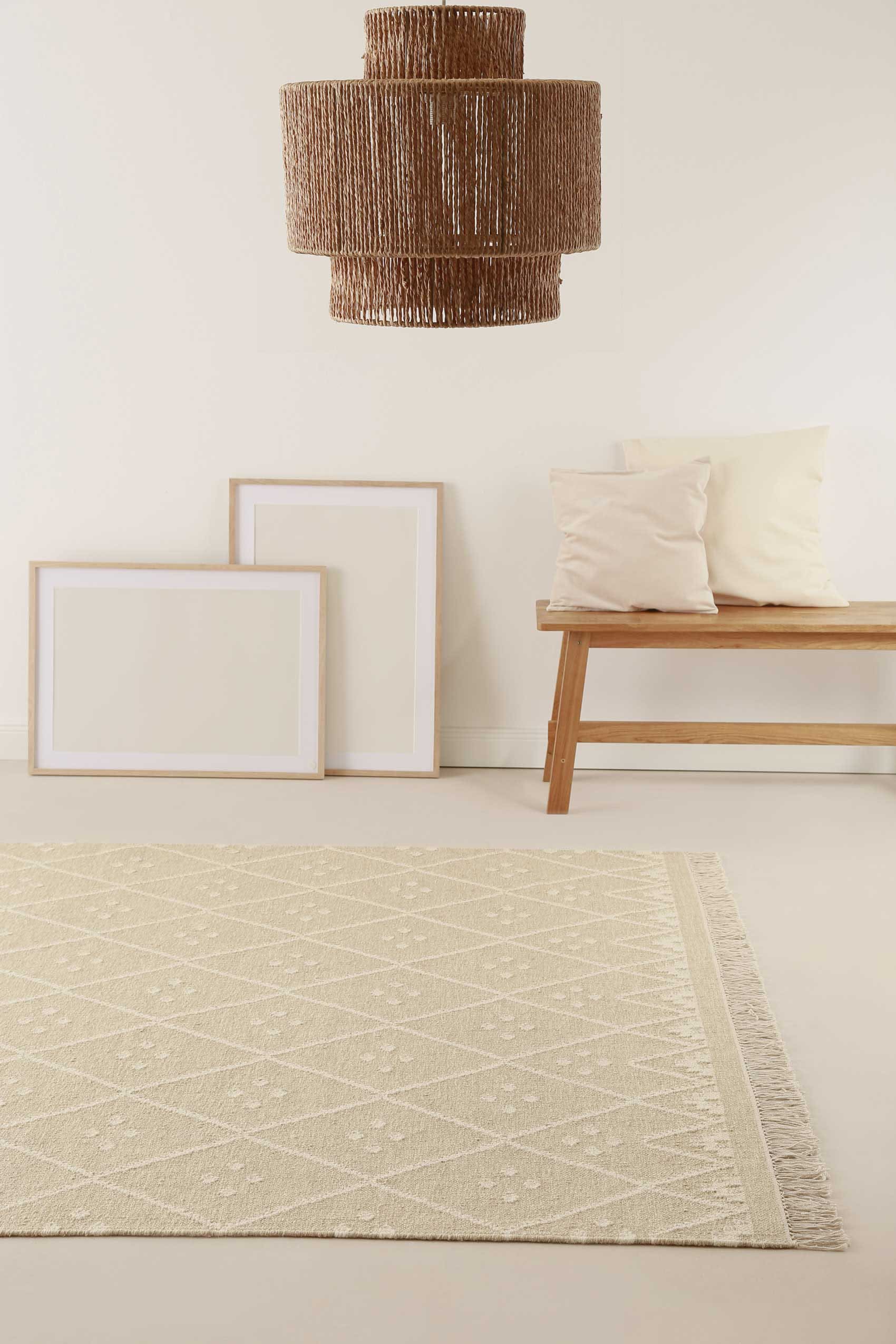 Green Looop Teppich »Vermont GL-82101«, rechteckig, 5 mm Höhe, handgewebter Naturfaserteppich aus 80% Wolle 20% Baumwolle, Wohnzimmer