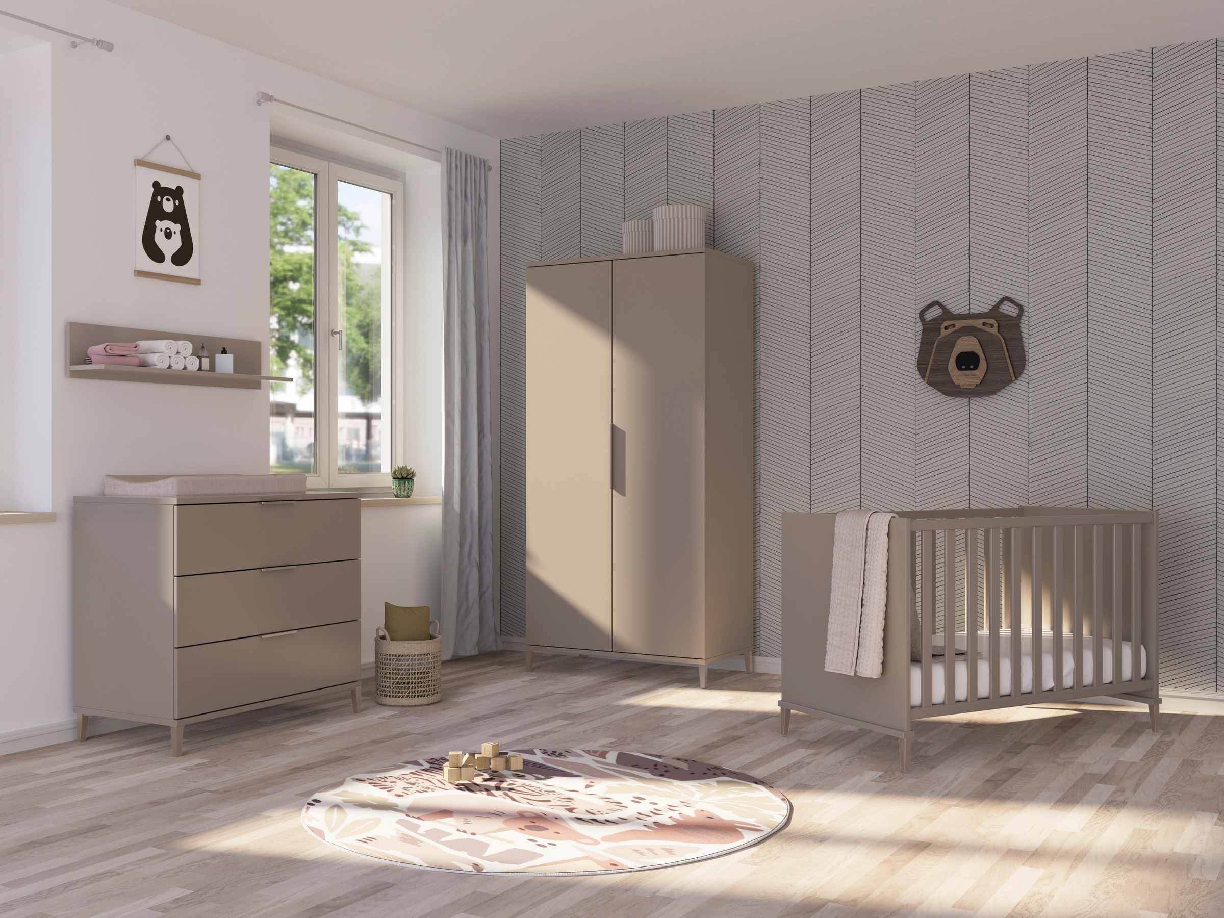 YUNY by PAIDI Wandregal »BROTHER STU«, (B/H/T ca. 95x20x20cm, Taupe), yuny by PAIDI
