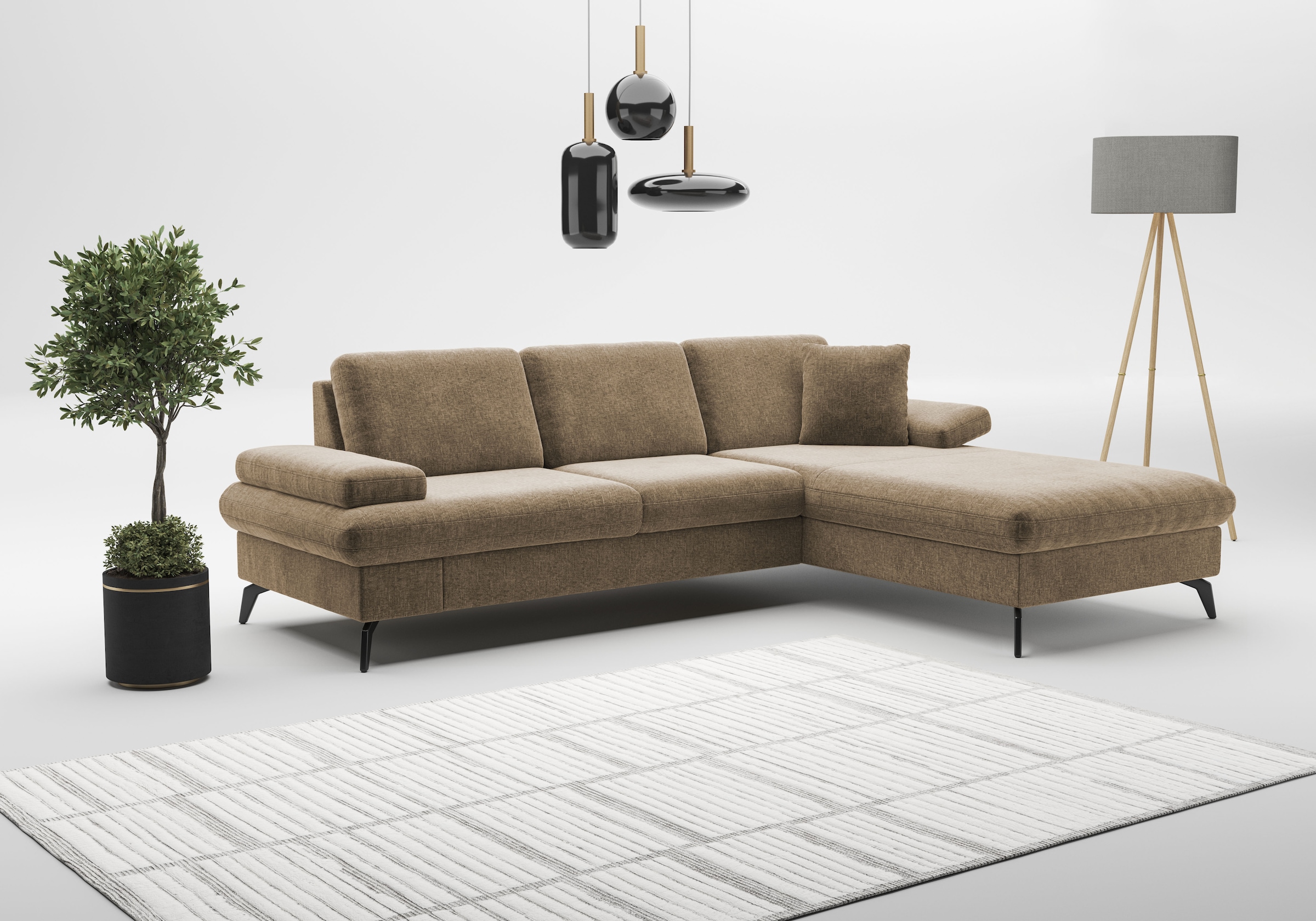 sit&more Ecksofa »Morris Jubi L-Form«, inkl. Armteilfunktion und 1 Zierkissen, wahlweise mit Bettfunktion