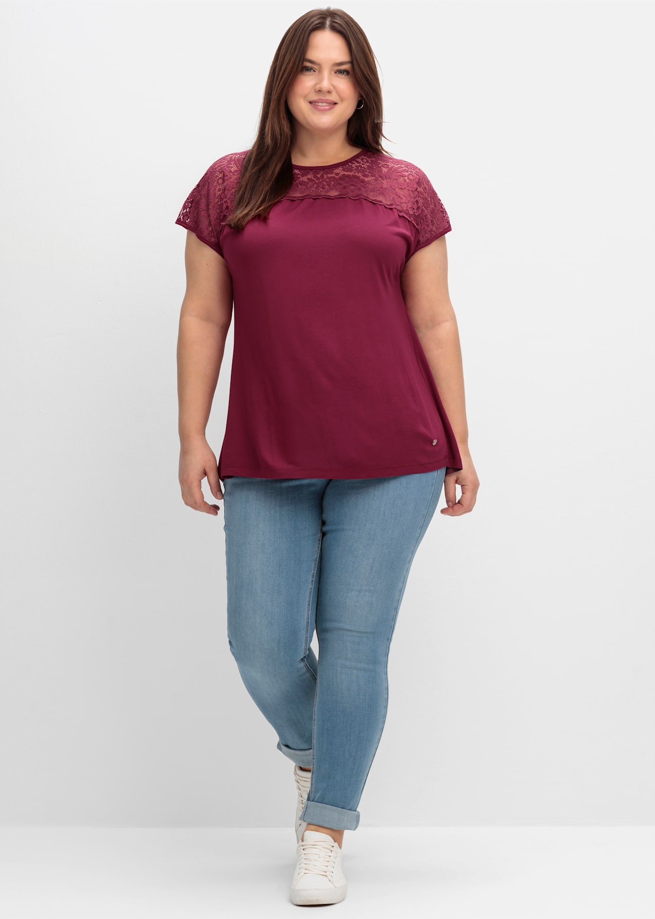 Sheego Spitzenshirt »Spitzenshirt«, (1 tlg.)