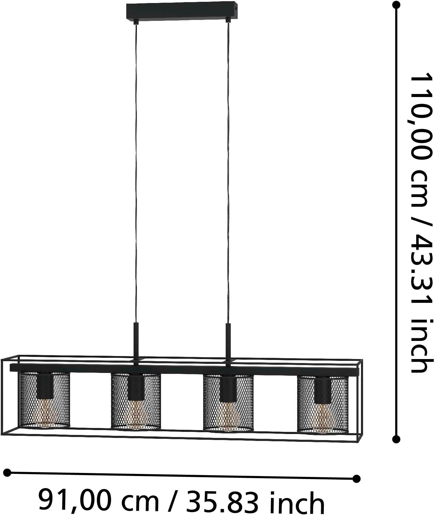 EGLO Hängeleuchte »CATTERICK« E27 1 Stk. Hängeleuchte in schwarz aus Stahl  -  exkl. E27 - 40W