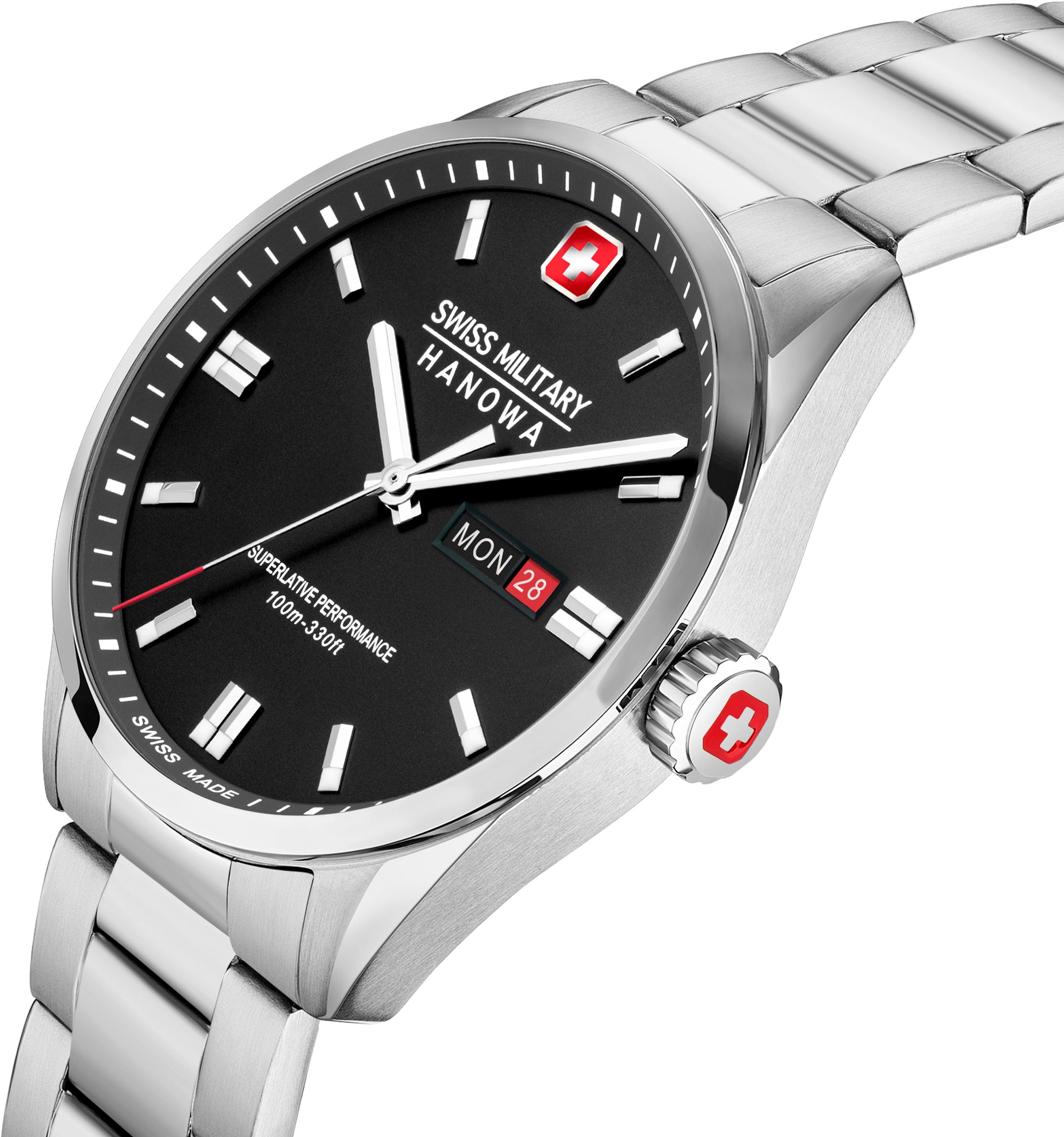Swiss Military Hanowa Schweizer Uhr »ROADRUNNER MAXED, SMWGH0001601«, Quarzuhr, Armbanduhr, Herrenuhr, Swiss Made, Big Date, Saphirglas