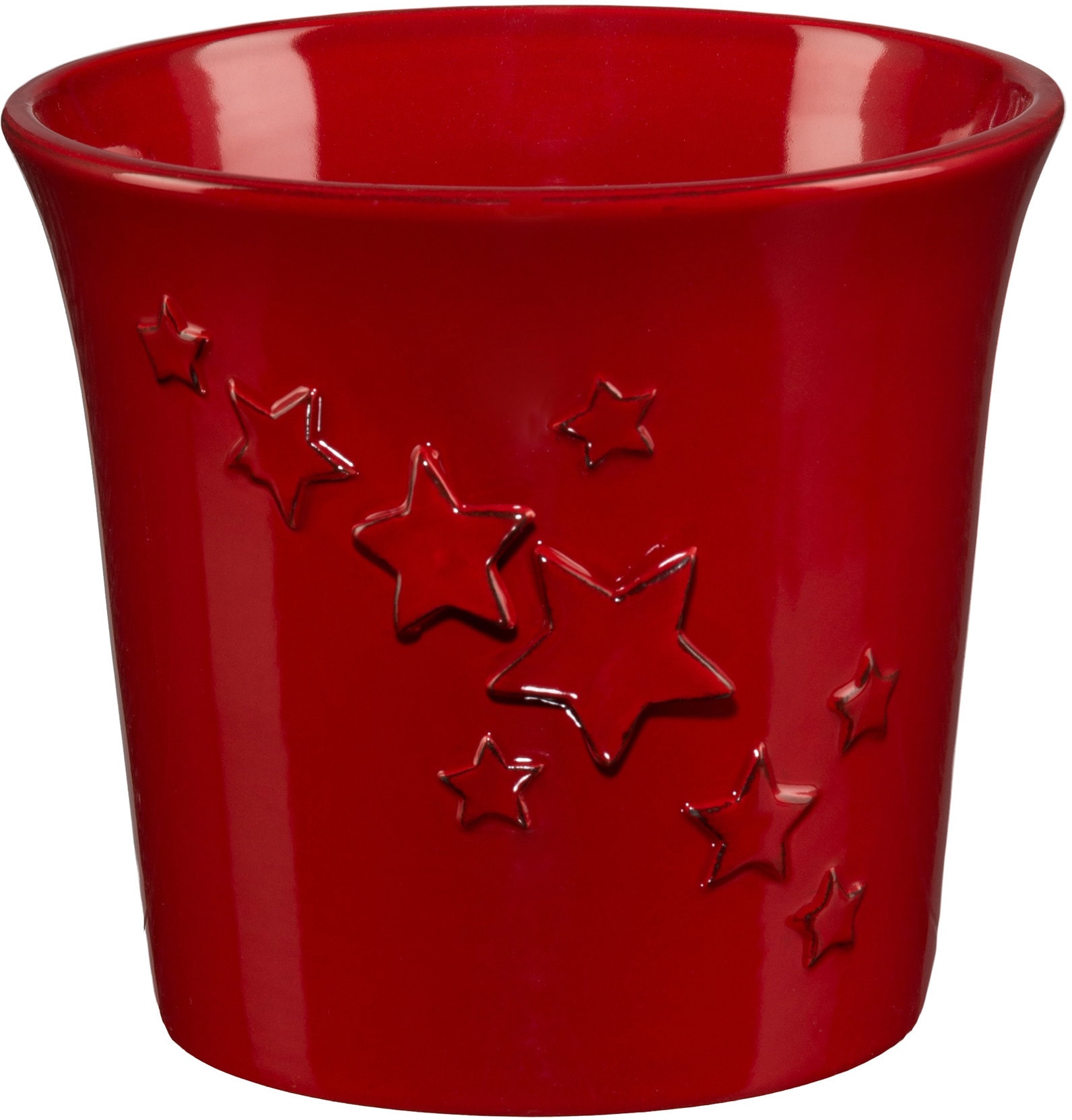 Creativ deco Übertopf »Weihnachtsdeko rot«, (2 St.), mit Sternen-Relief