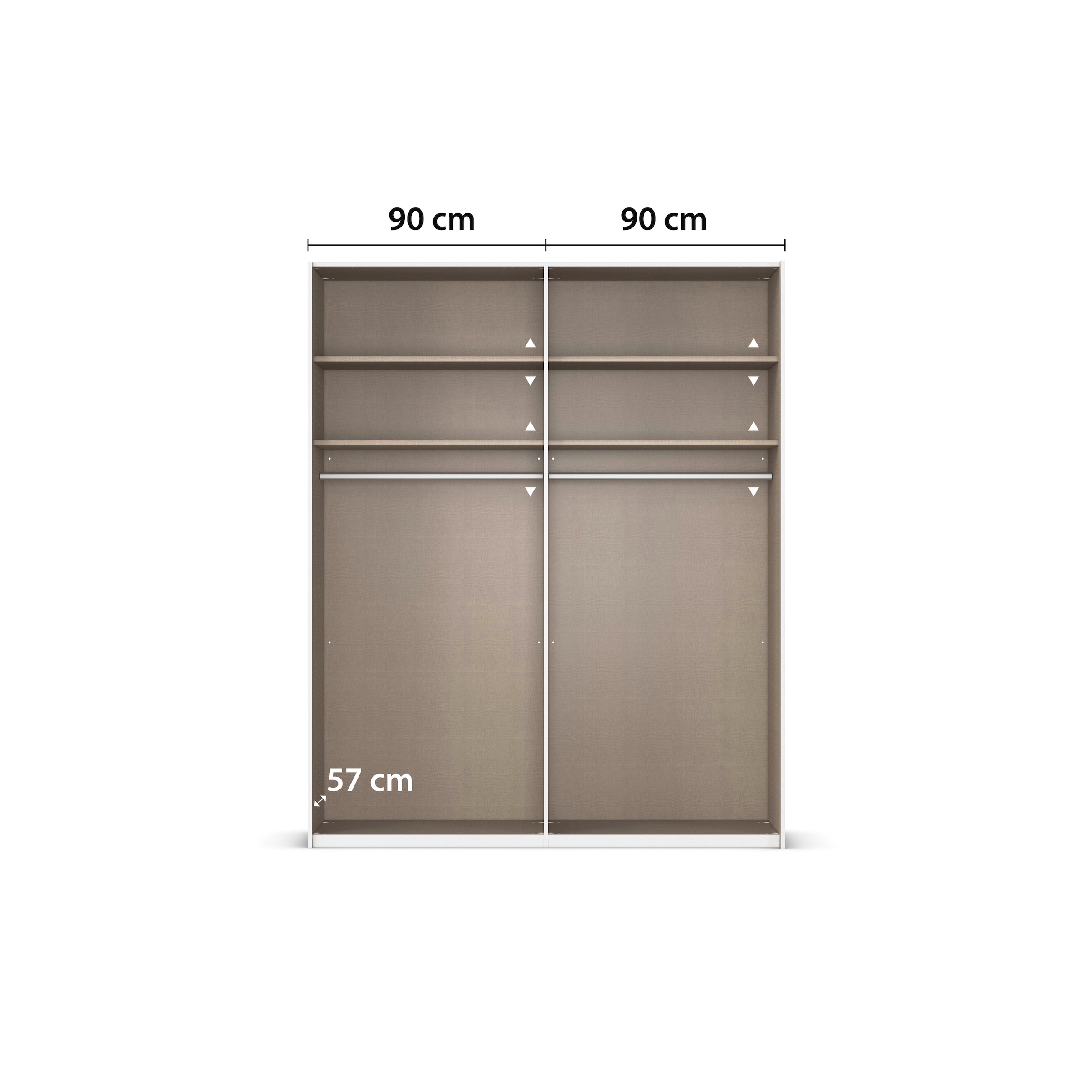 rauch Schwebetürenschrank »Kleiderschrank Schrank Garderobe Schlafzimmerschrank SCALE-TRIO«, edle dreigeteilte Front mit 2 Zierleisten Glasfront MADE IN GERMANY