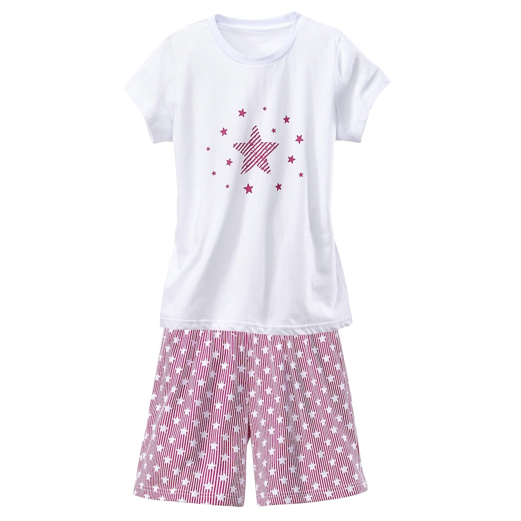 petite fleur Shorty, (4 tlg., 2 Stück), modischer Sternendruck auf den Shirts und Hosen