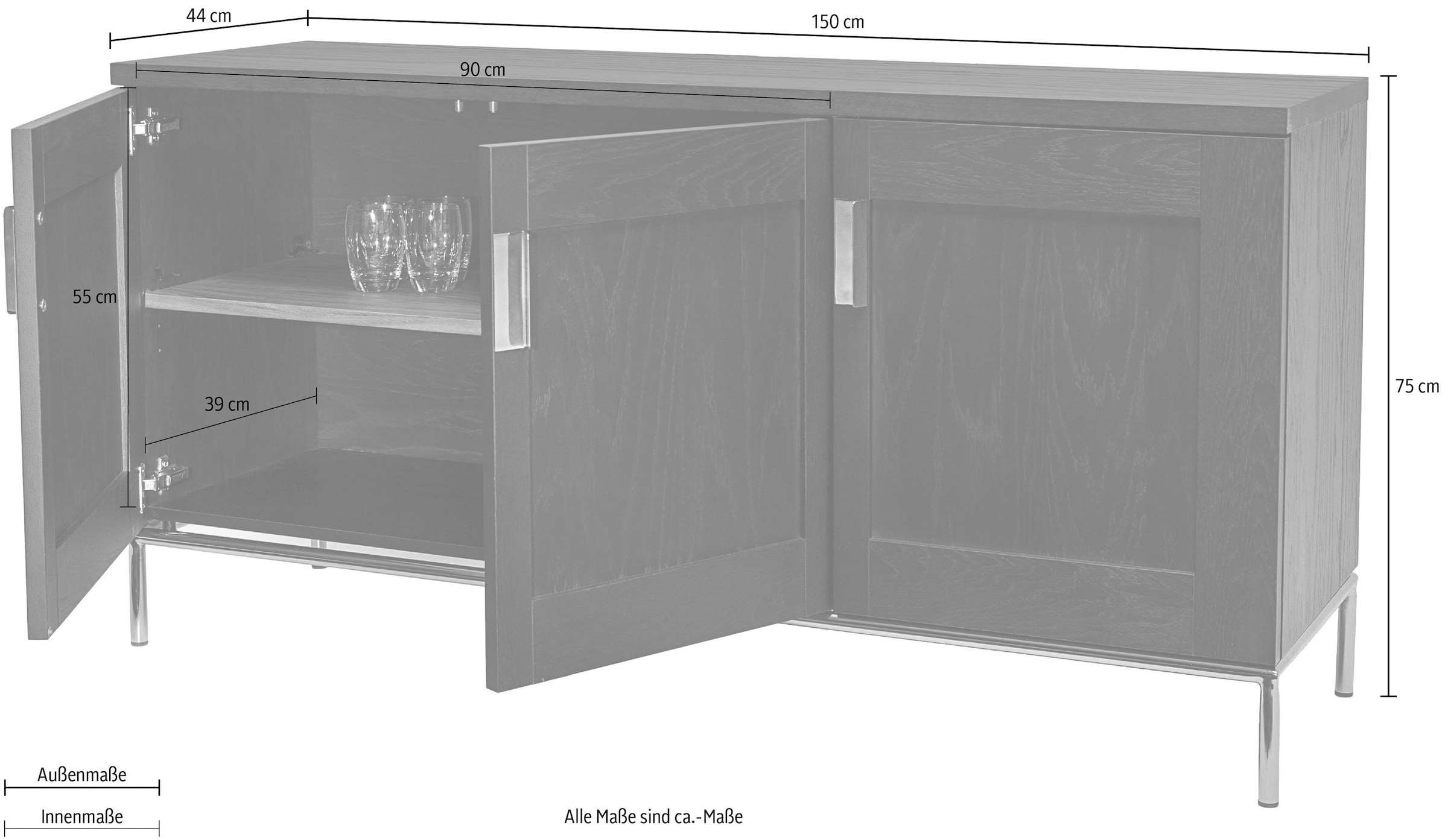 Woodman Sideboard »Parlan«, Kommode, Soft-Close, Breite 150 cm, FSC®