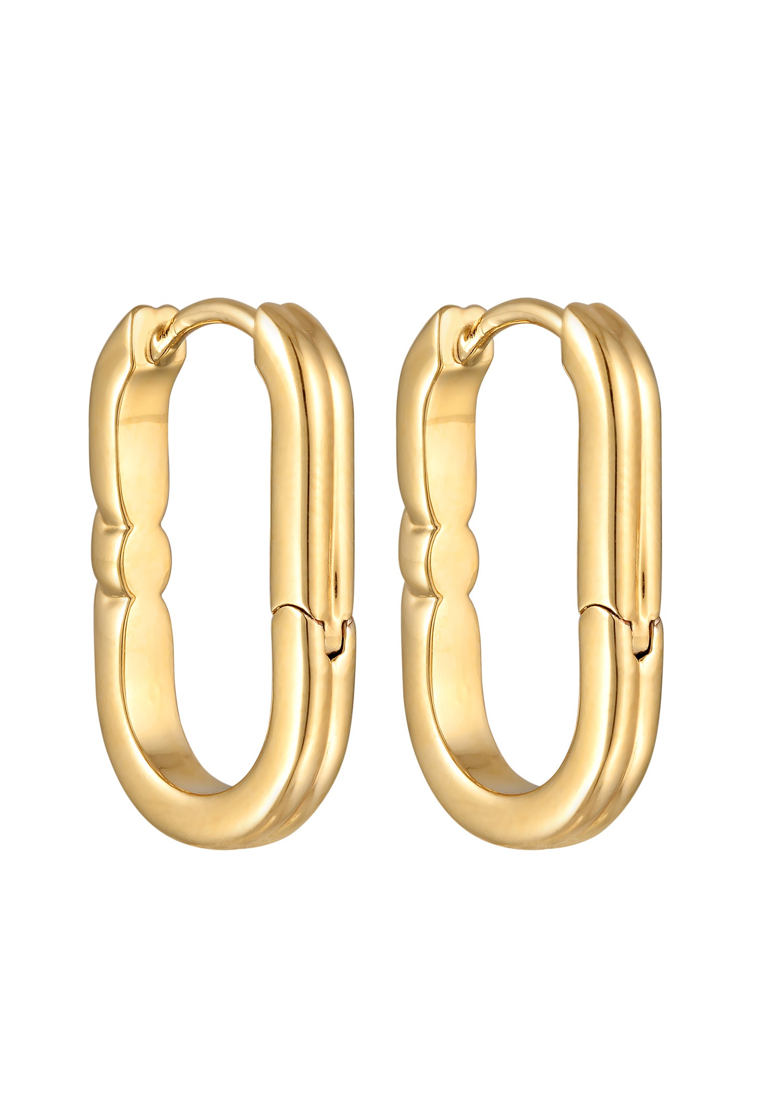 Elli Paar Creolen »Ohrringe Creolen Scharnier Oval Modern Goldfarben«