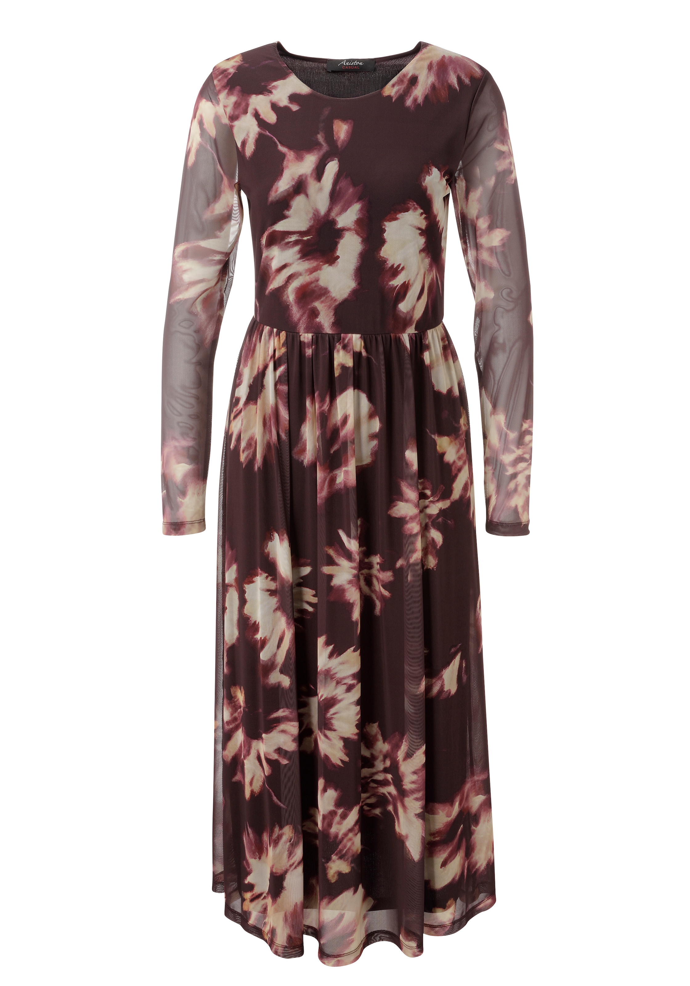 Aniston CASUAL Midikleid mit grafischen Batik-Blüten bedruckt - NEUE KOLLEKTION