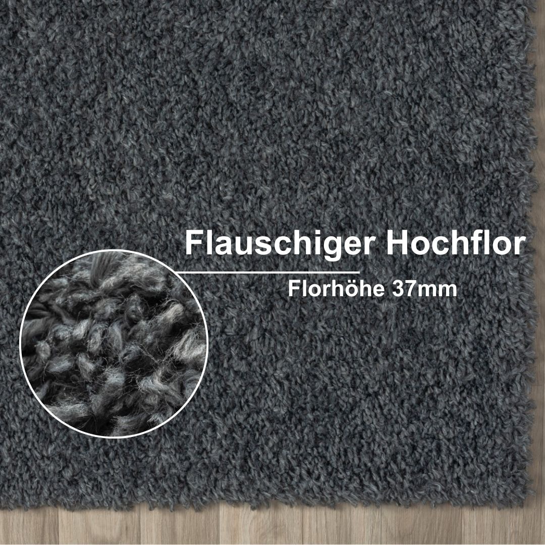 Myflair Möbel & Accessoires Hochflor-Läufer »My Shaggy«, rechteckig, 37 mm Höhe, Shaggy, Uni Farben, leicht glänzend, Microfaser, extra flauschig