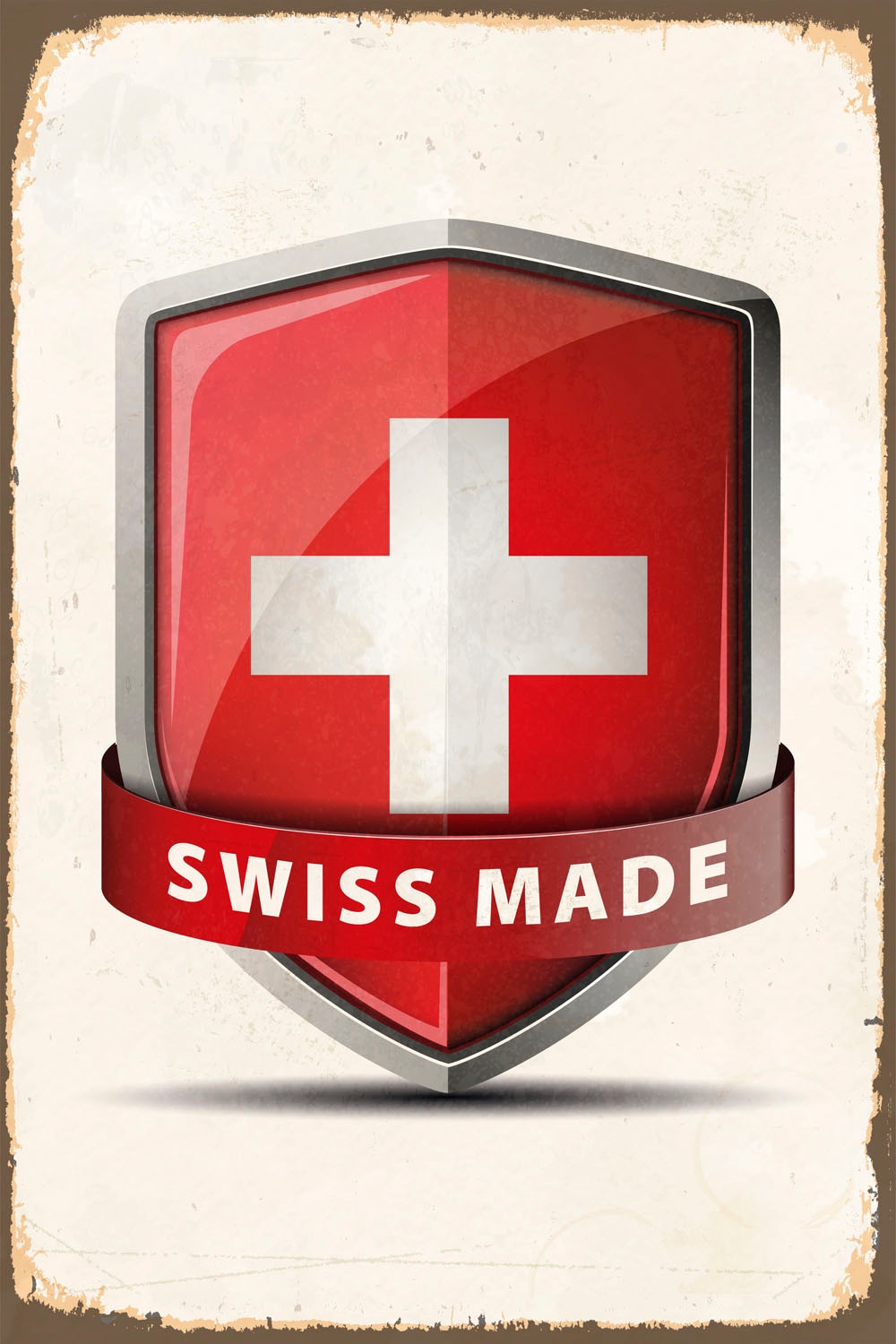 queence Metallbild »Swiss Made«, Schriftzüge-Schriftzug-Schweiz, (1 St.), Stahlschild, Blechschild, St. Moritz, Schweiz