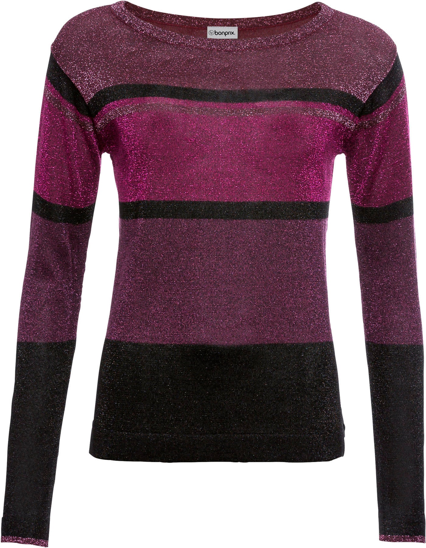 bonprix Strickpullover aus Viskose und metallisierten Fasern, mit glänzendem Streifen-Muster
