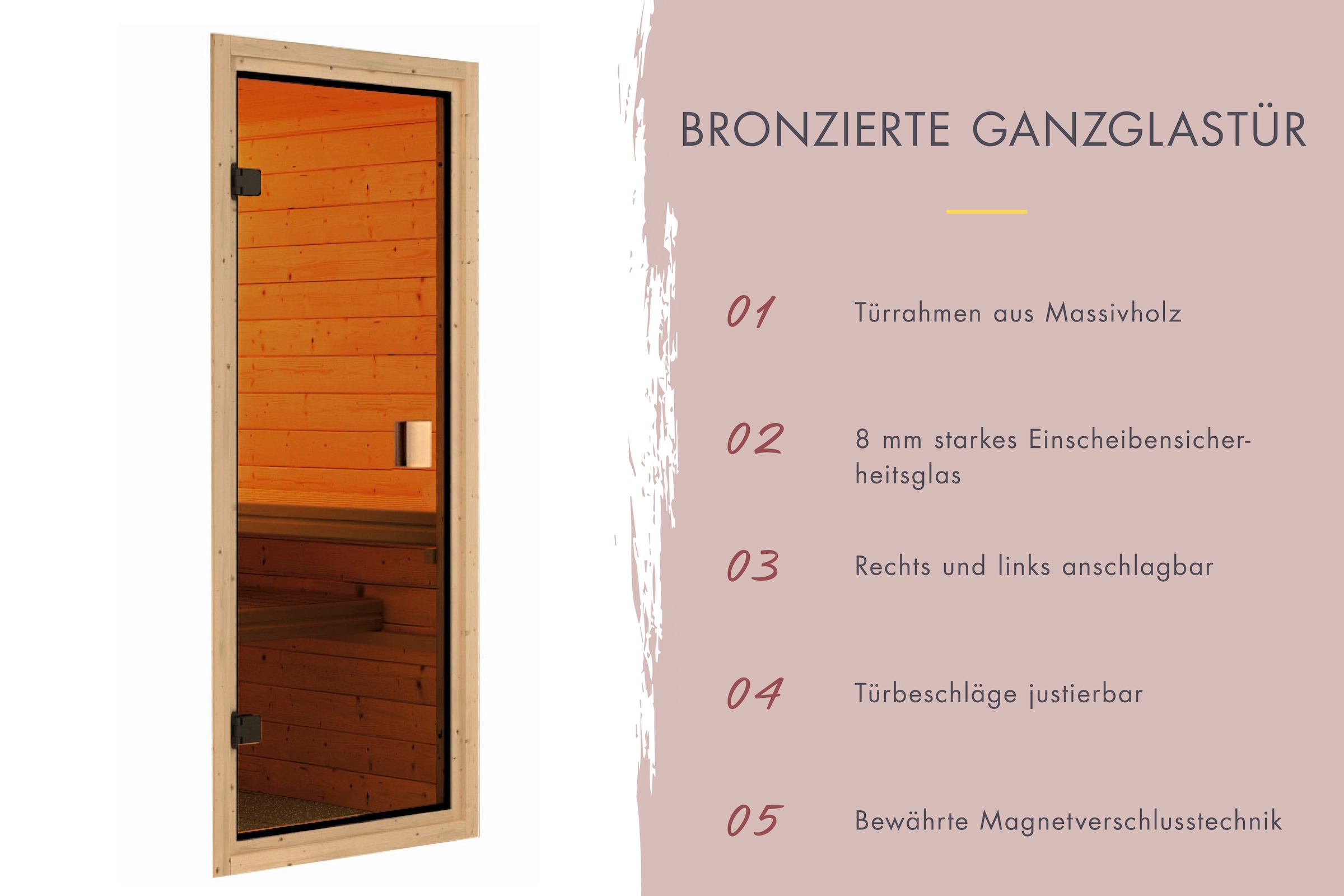 Karibu Sauna »Mia (Fronteinstieg)« inklusive Ofenschutzgitter und Tür