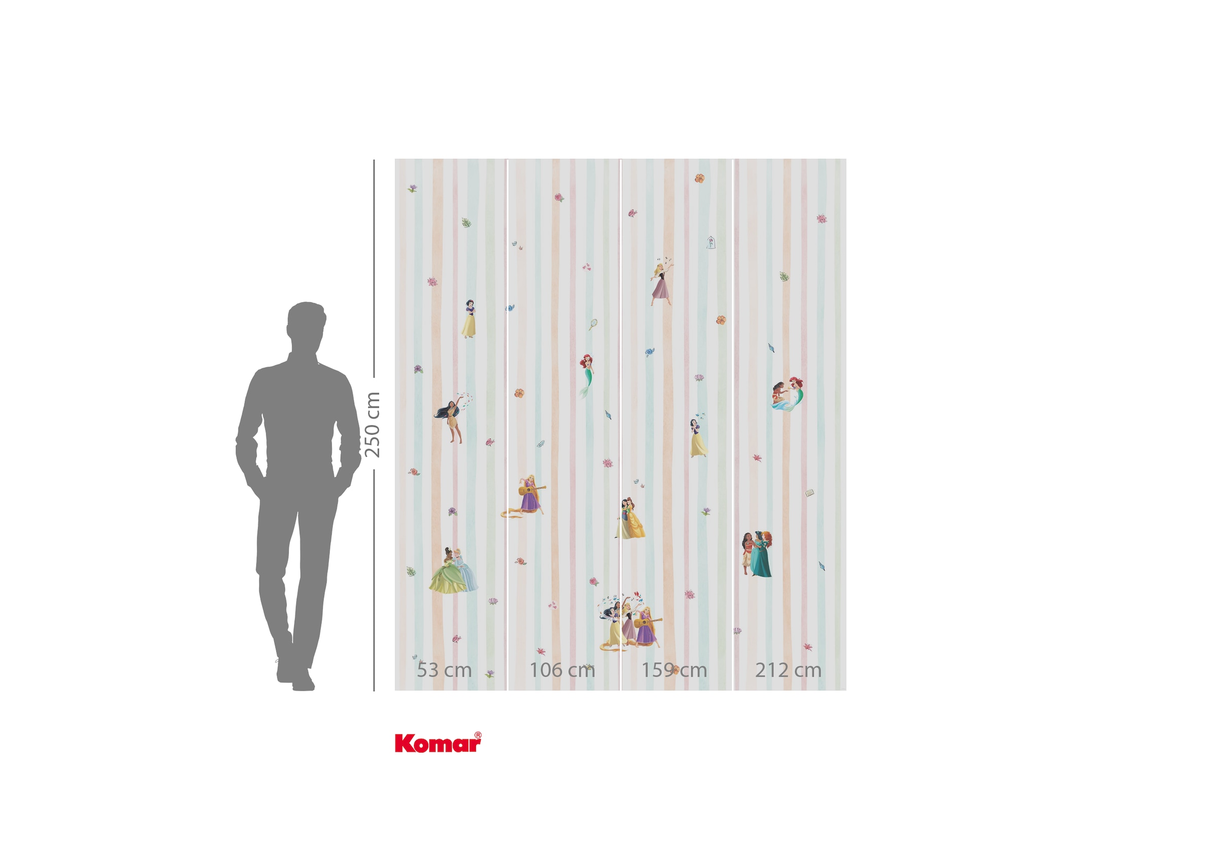 Komar Vliestapete »Disney Princesses Charmix« bedruckt glatt Rolle mit 212 x 250 cm