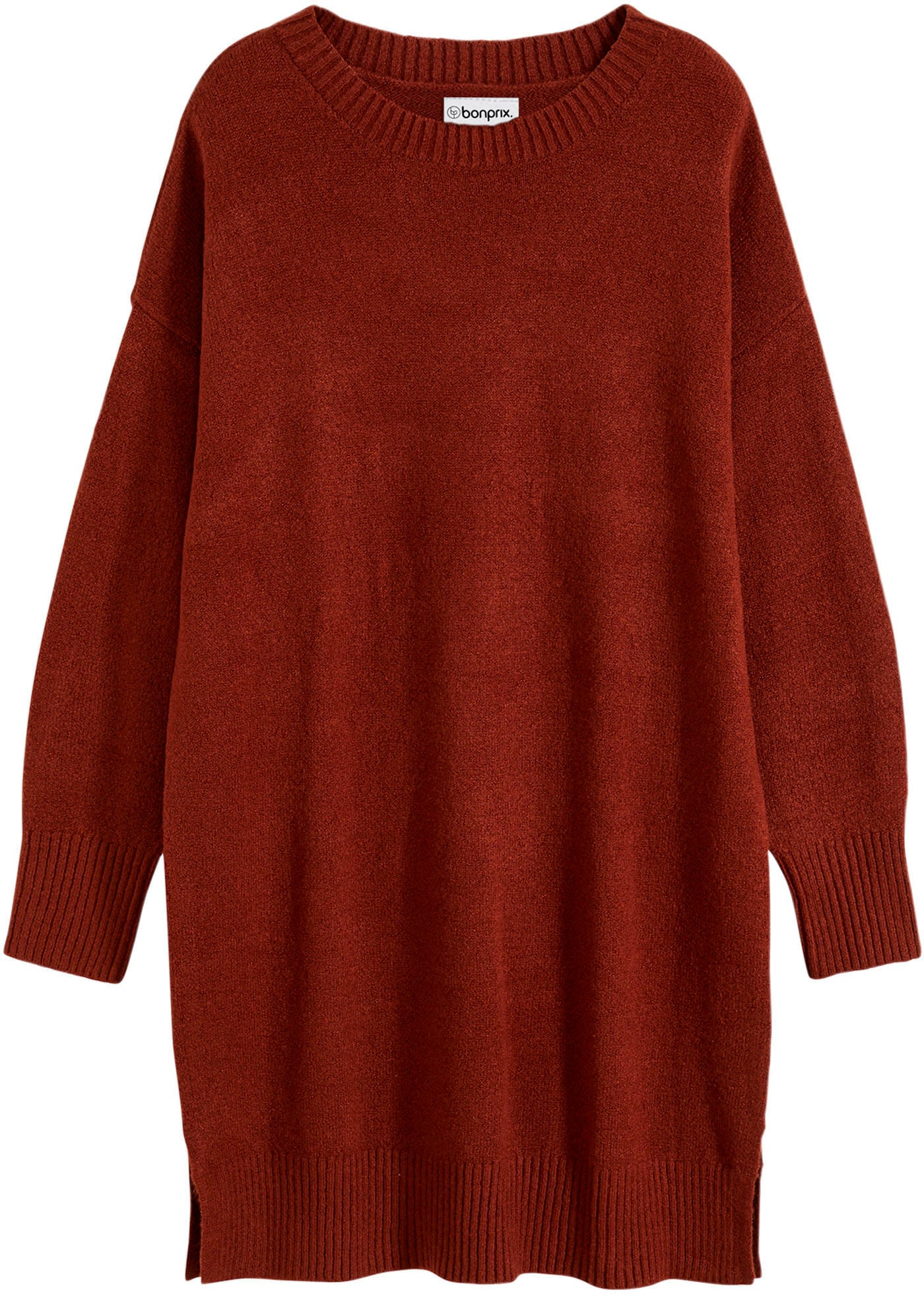 bonprix Sweatkleid »Oversize-Strickkleid« aus Materialmix, Oversize Passform, knielang, mit Seitenschlitzen