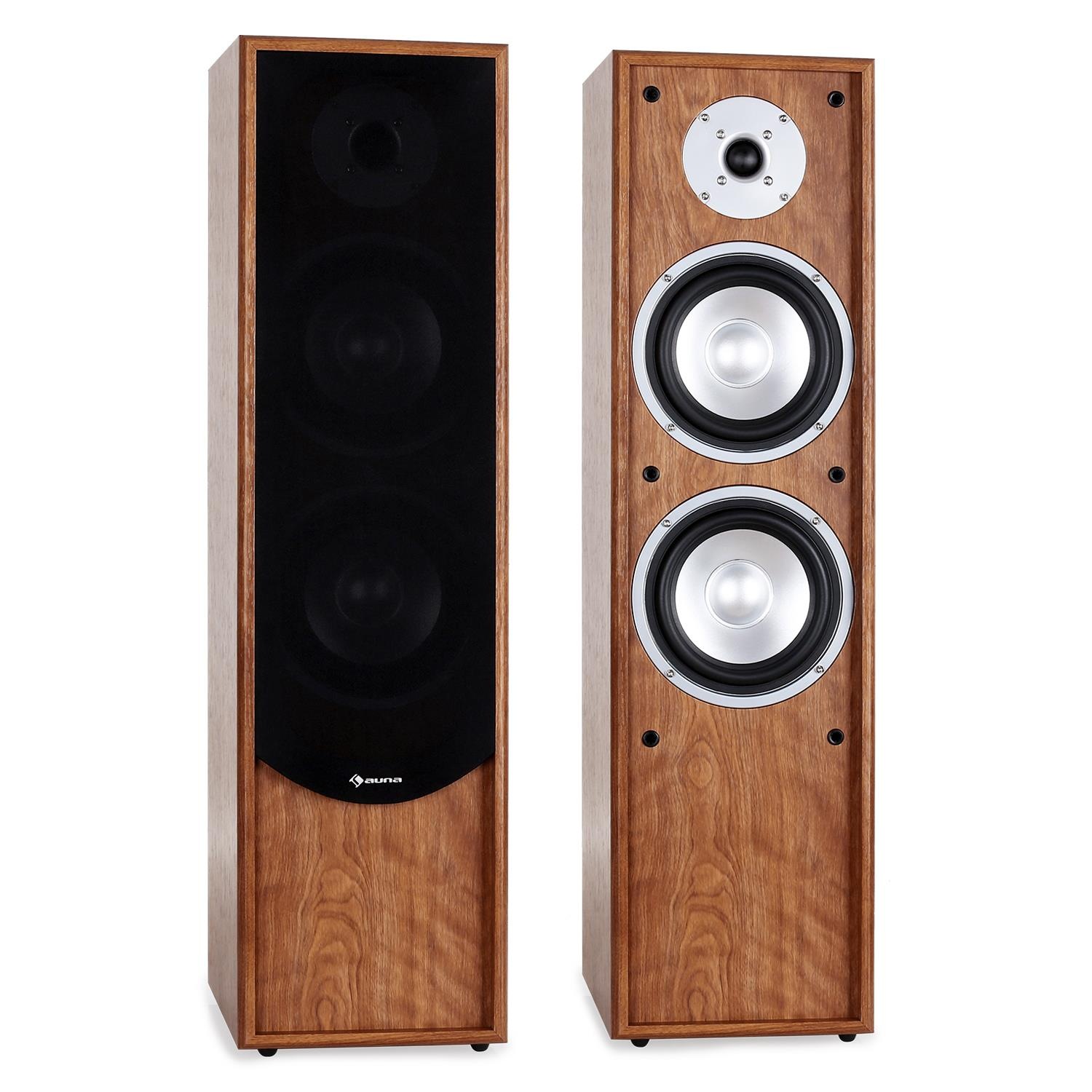 Auna Standlautsprecher Paar 80W RMS Passiv Walnuss