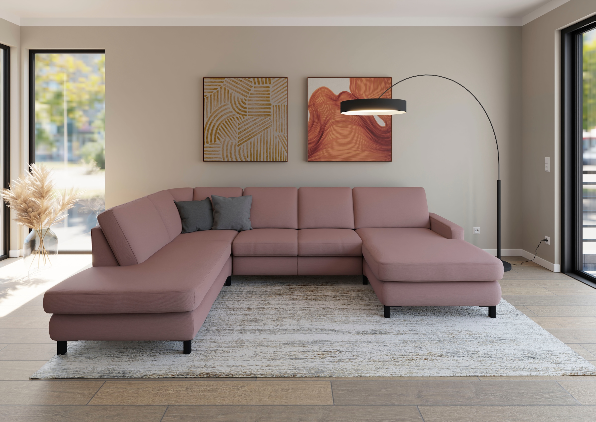 Musterring Ecksofa »MR365« Mit flacher 15 cm Armlehne, wahlweise Funktion/Material, 313 x 219 cm