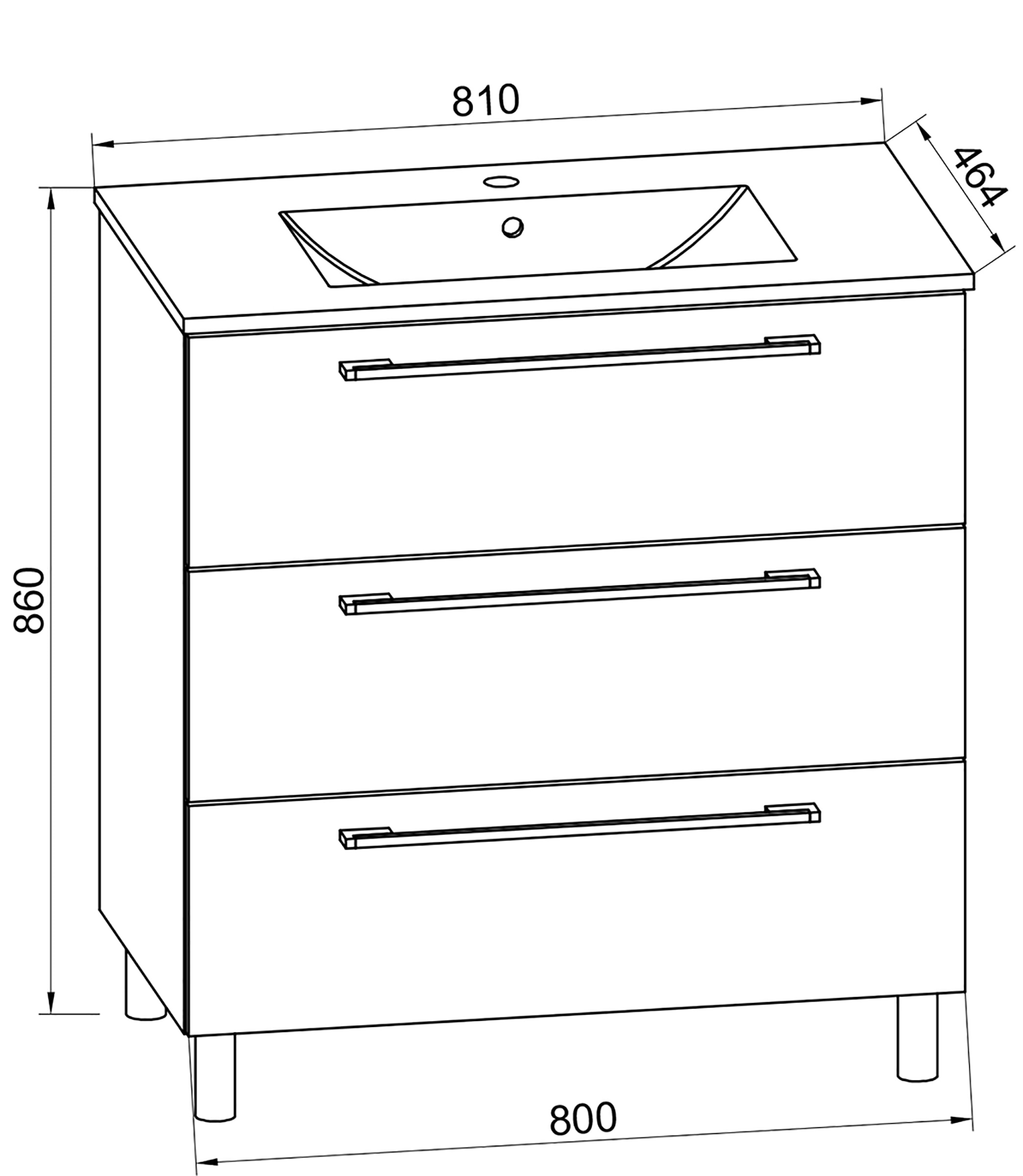 VCM Waschtisch »2-tlg. Waschplatz Waschtisch Badinos 3 Schublade« 2 Stk. tlg.