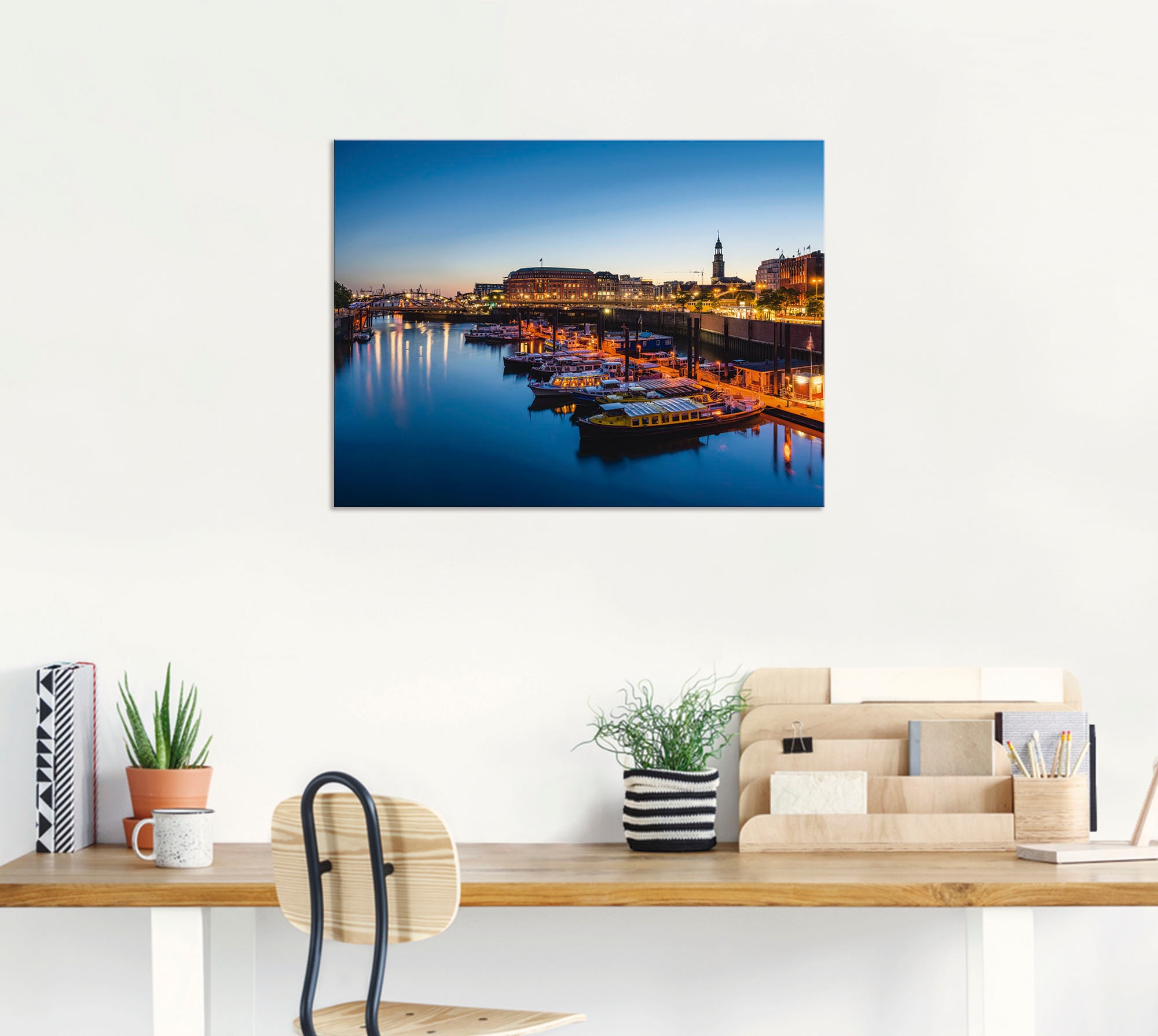 Artland Wandbild »Hamburg Hafen Panorama mit Michel«, Deutschland, (1 St.), als Alubild, Outdoorbild, Leinwandbild, Poster in verschied. Größen