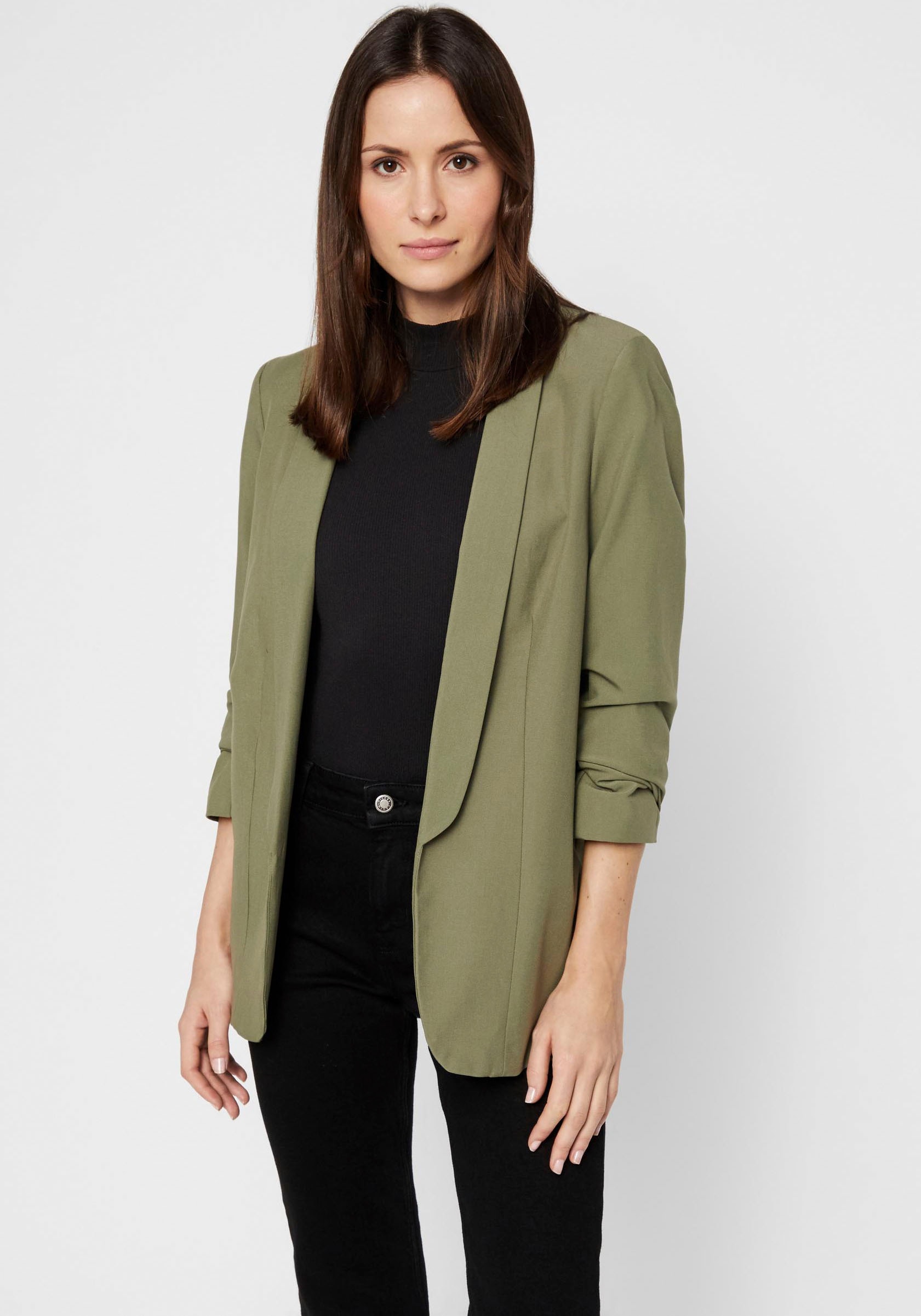 pieces Blusenblazer »PCBOSELLA 3/4 BLAZER NOOS«, mit Faltendetail am Ärmel