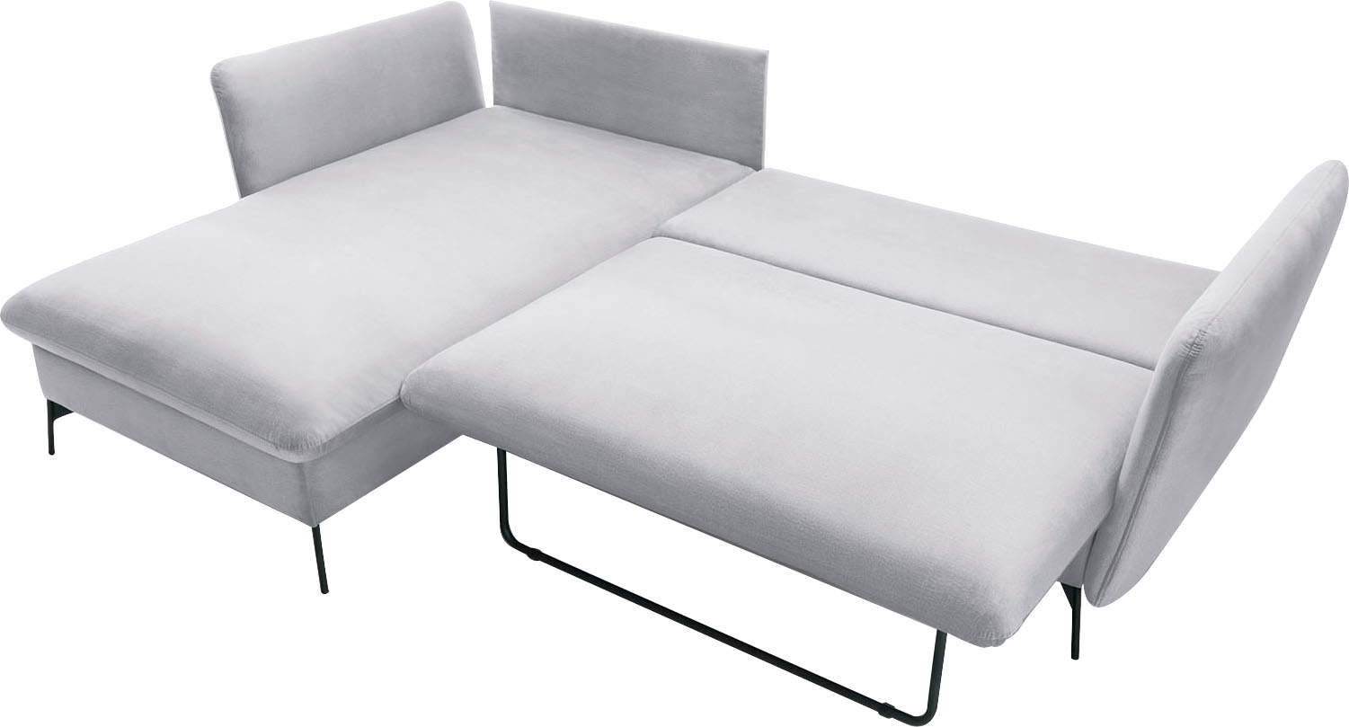 OTTO home Ecksofa »LIVORNO,258 cm, L-Form,« Schlaffunktion u. Bettkasten (139/224cm), Samt, Struktur, Webstoff