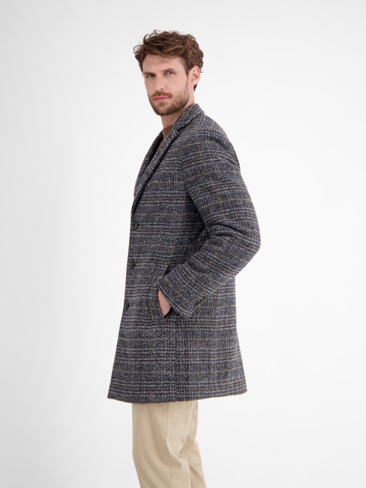 LERROS Wollmantel »LERROS Herren-Mantel, kariert«