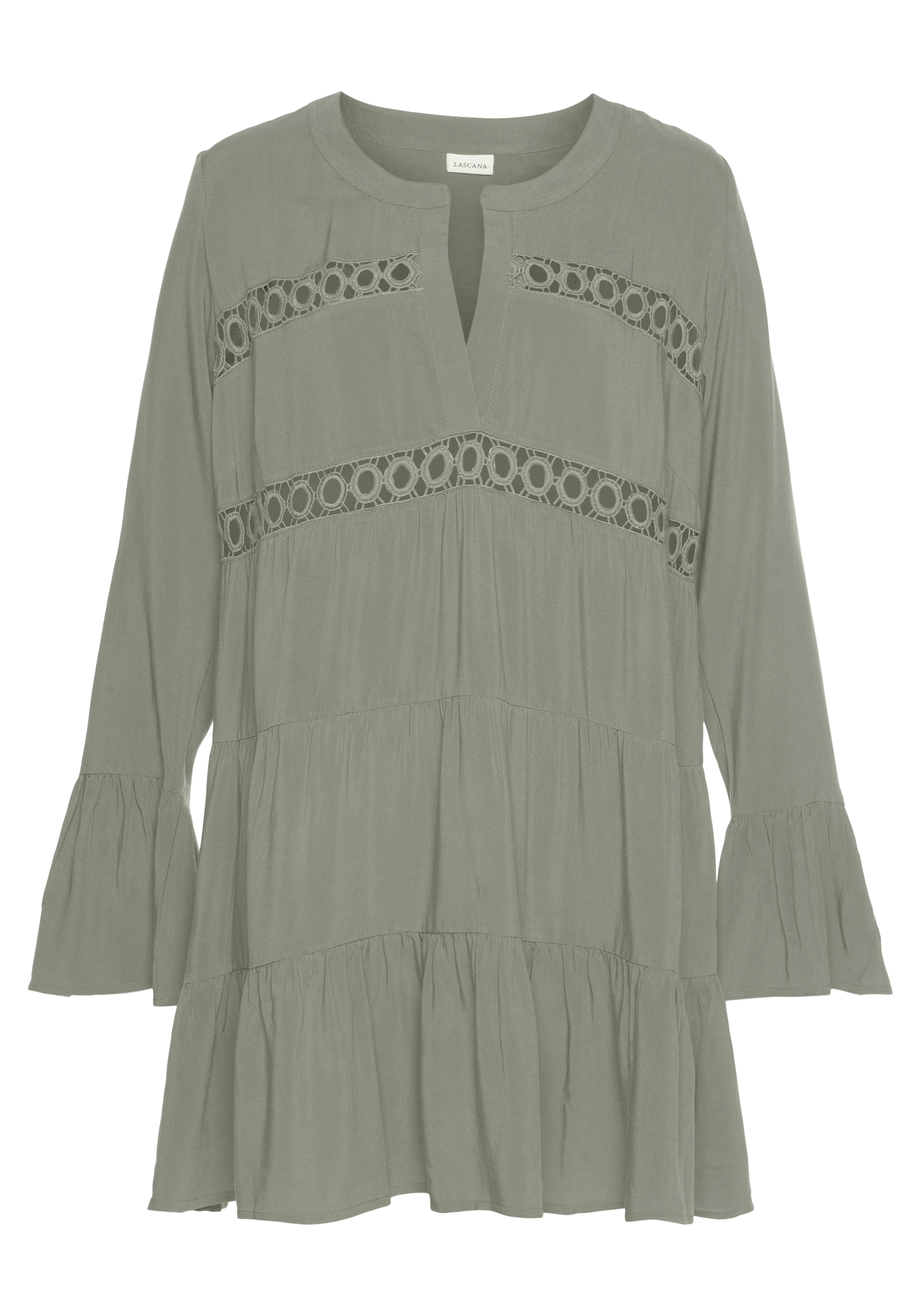 LASCANA Longbluse mit Spitzeneinsätzen, Tunika, Blusenkleid, Strandmode