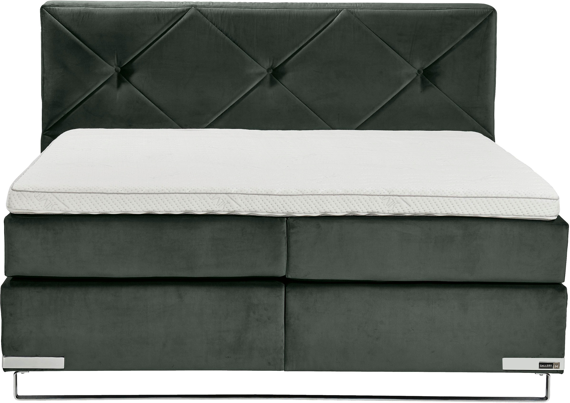 Musterring Boxspringbett »Dubai«, Kufe in Chrom, 3 Härtegrade, Kopfteil mit Knopfheftung