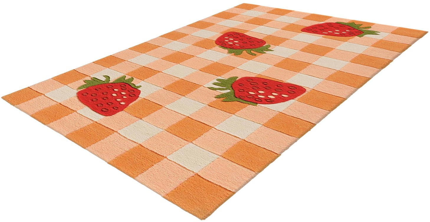 Teppich »Joy 996«, rechteckig, Farbenfrohes Design mit süßen Erdbeeren