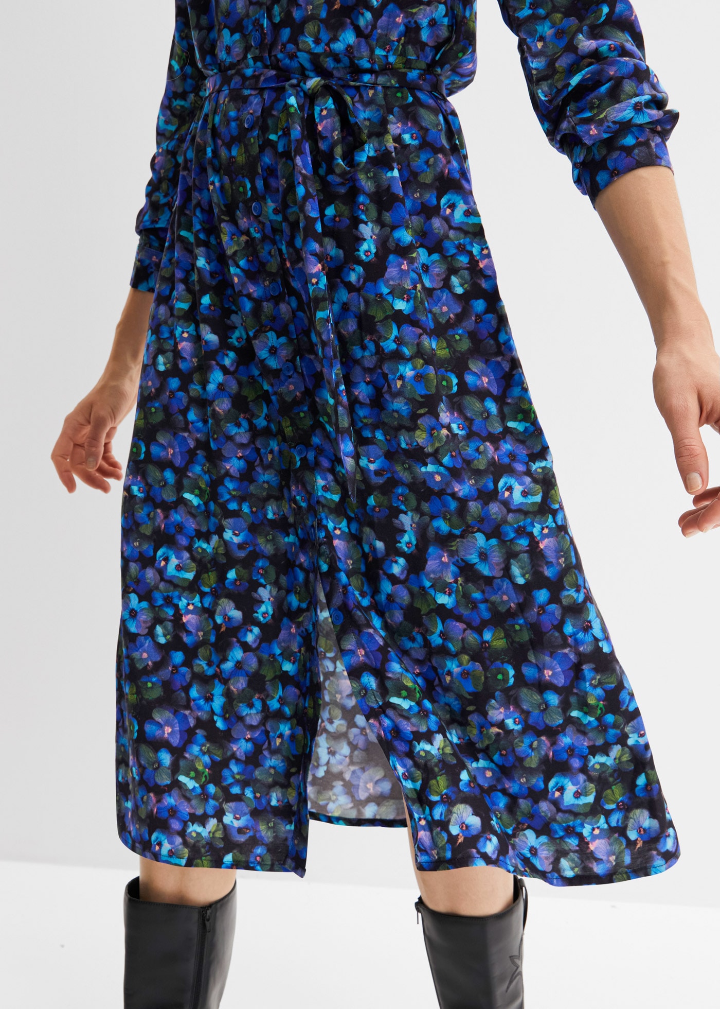 bonprix Hemdblusenkleid »Hemdblusenkleid aus reiner Viskose« Hemdblusenkleid aus reiner Viskose