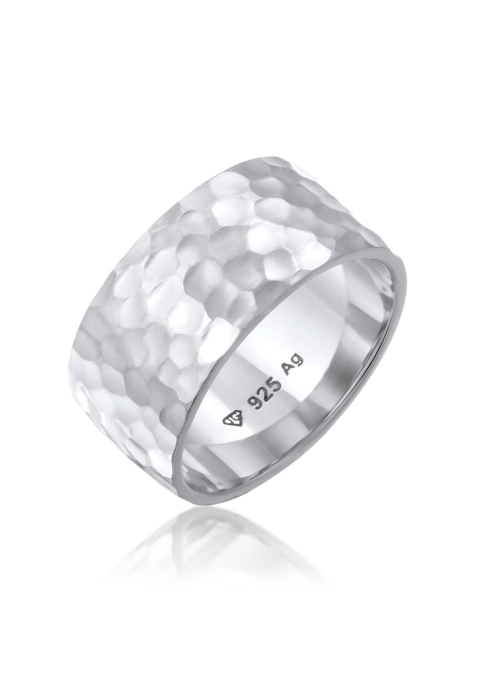 Elli Fingerring »Ring Breit Bandring Gehämmert Matt 925er Silber«