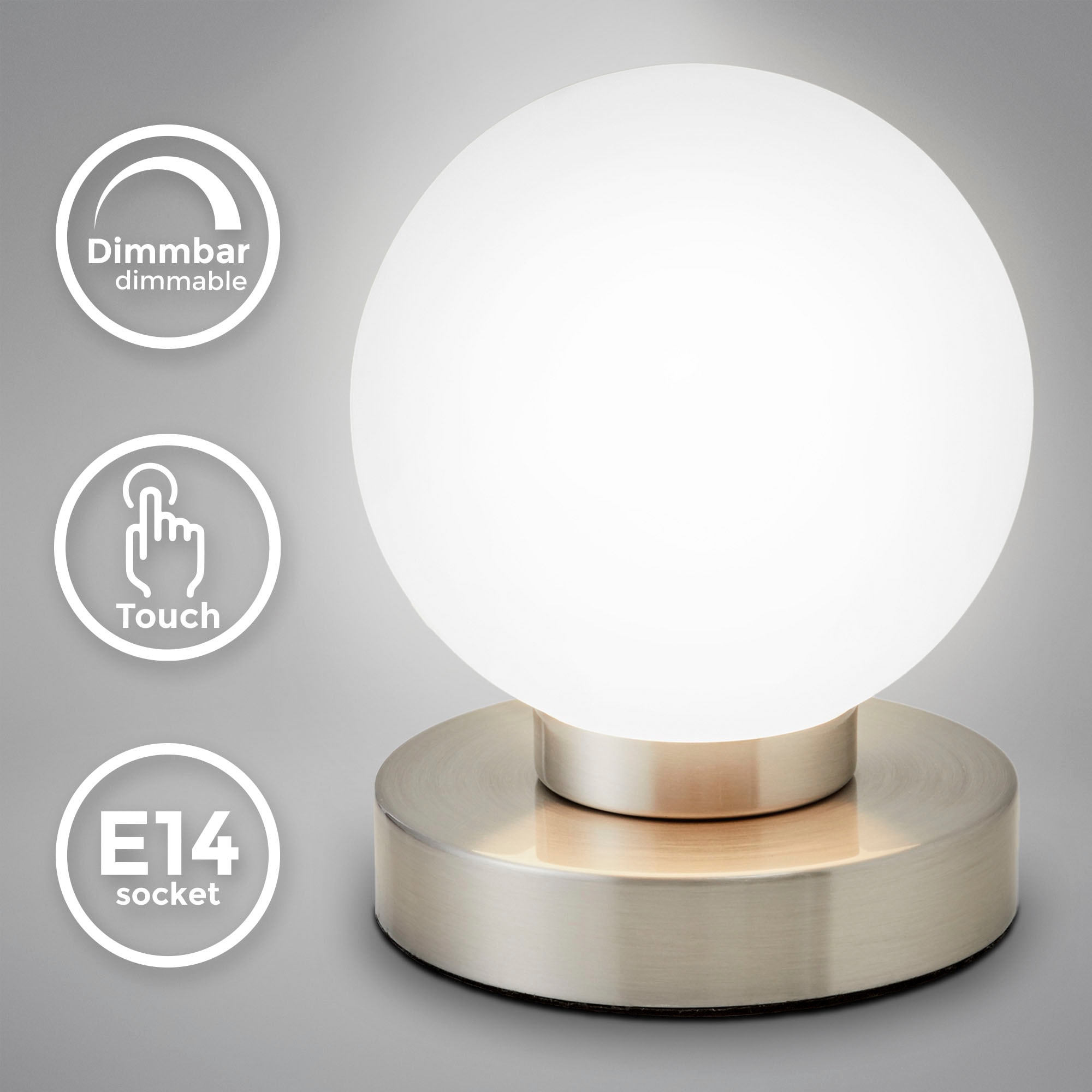 online E14, bei B.K.Licht bestellen 40W) Dimmbar«, mit Touchfunktion, Nachttischlampe »BK_TL1087 flammig-flammig, 1 Tischleuchte Berührungssensor, Stufen-dimmer, OTTO Leuchtmittel Tischlampe, (max. ohne
