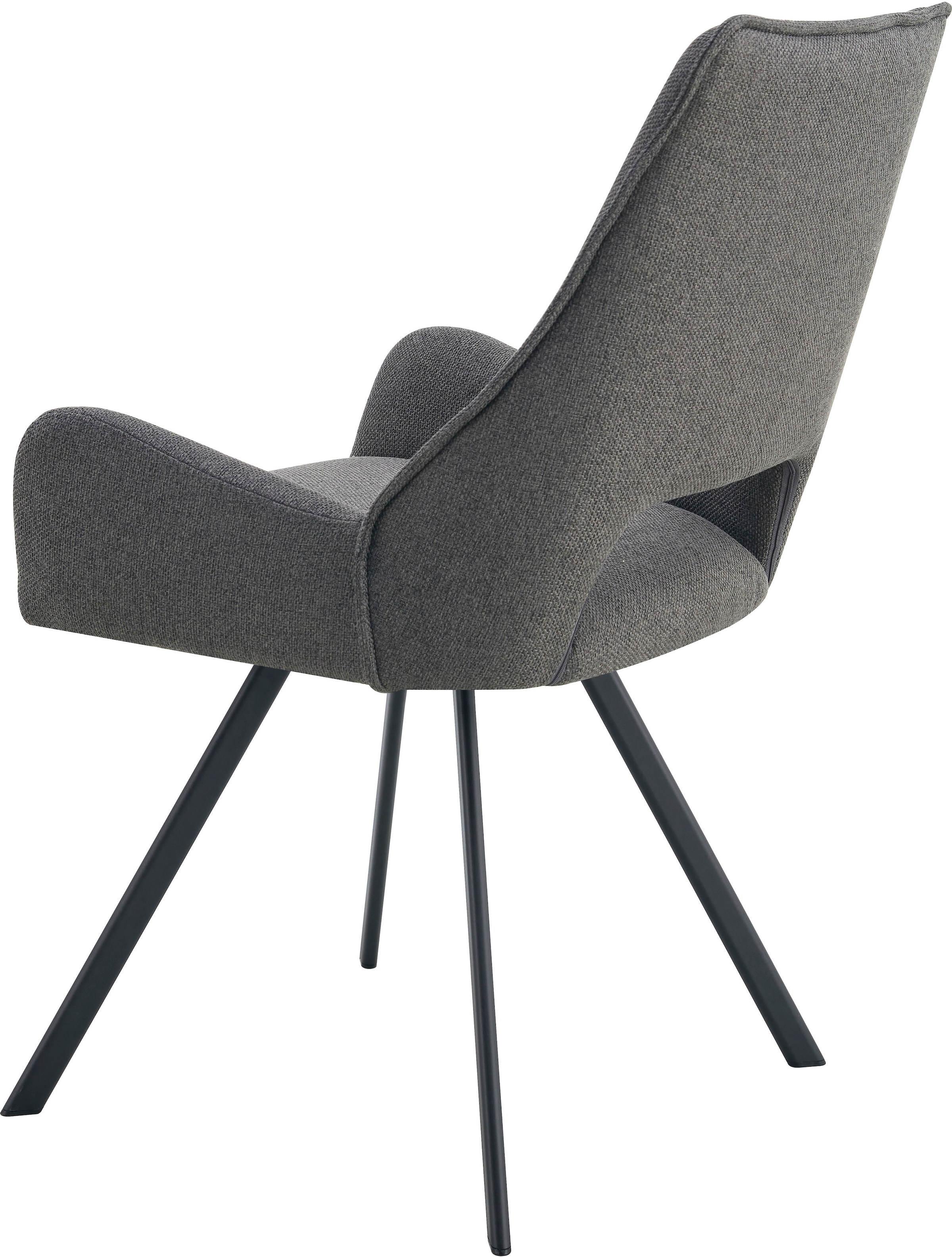 Home affaire Esszimmerstuhl »BRANDON, 2er Set, mit Metallgestell in matt schwarz« (Set) 2 Stk.in verschiedenen Farben, Belsatbarkeit pro Stuhl 120 kg, 360° drehbar