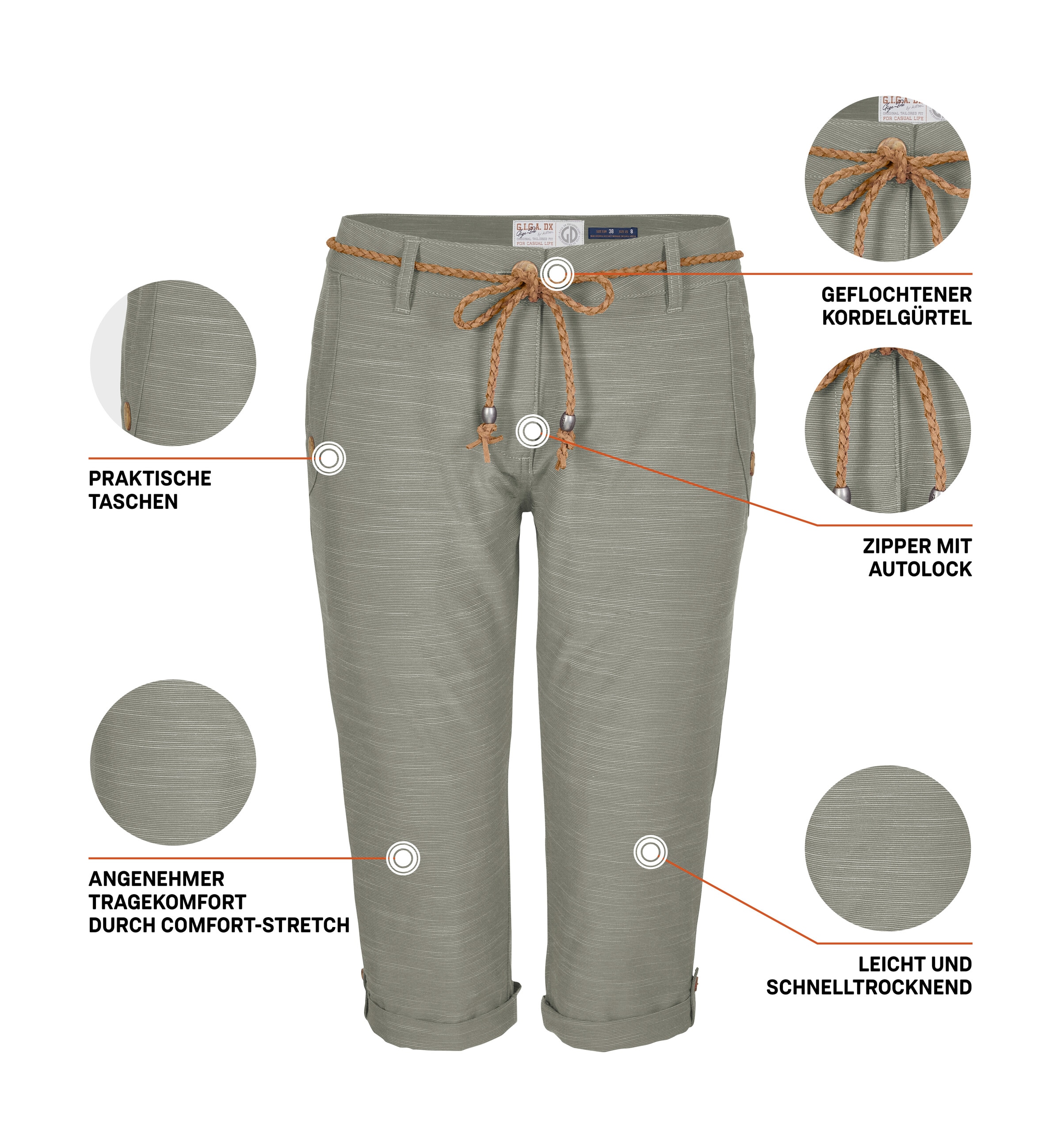 G.I.G.A. DX by killtec 3/4-Hose »GS 93 WMN PNTS«  Caprihose Damen: Stretch, schnelltrocknend, Taschen, Autolock-Zipper