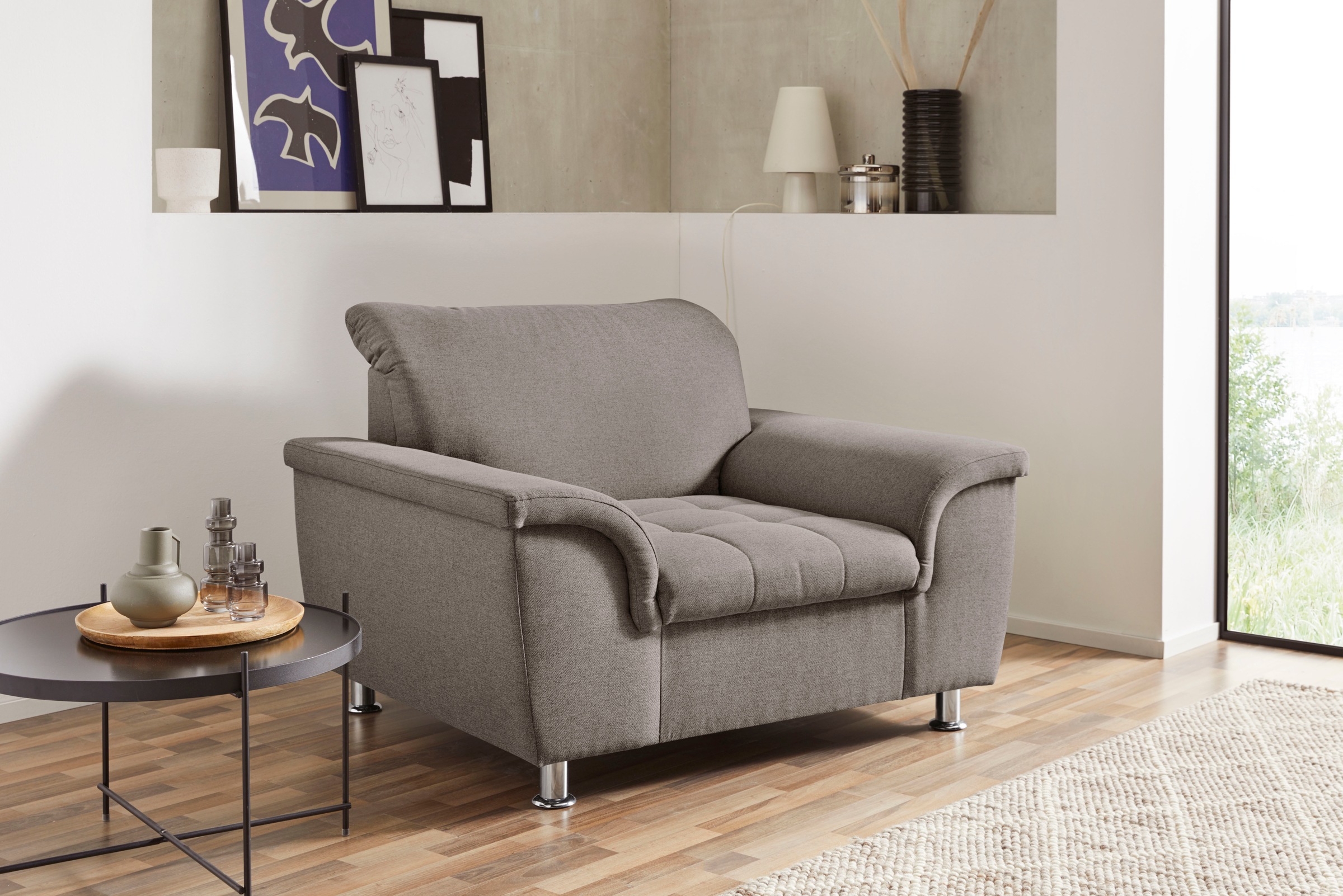 DOMO collection Sessel »Franzi, zeitlos und elegant, moderne Sitzheftung« wahlweise mit Kopfteilverstellung