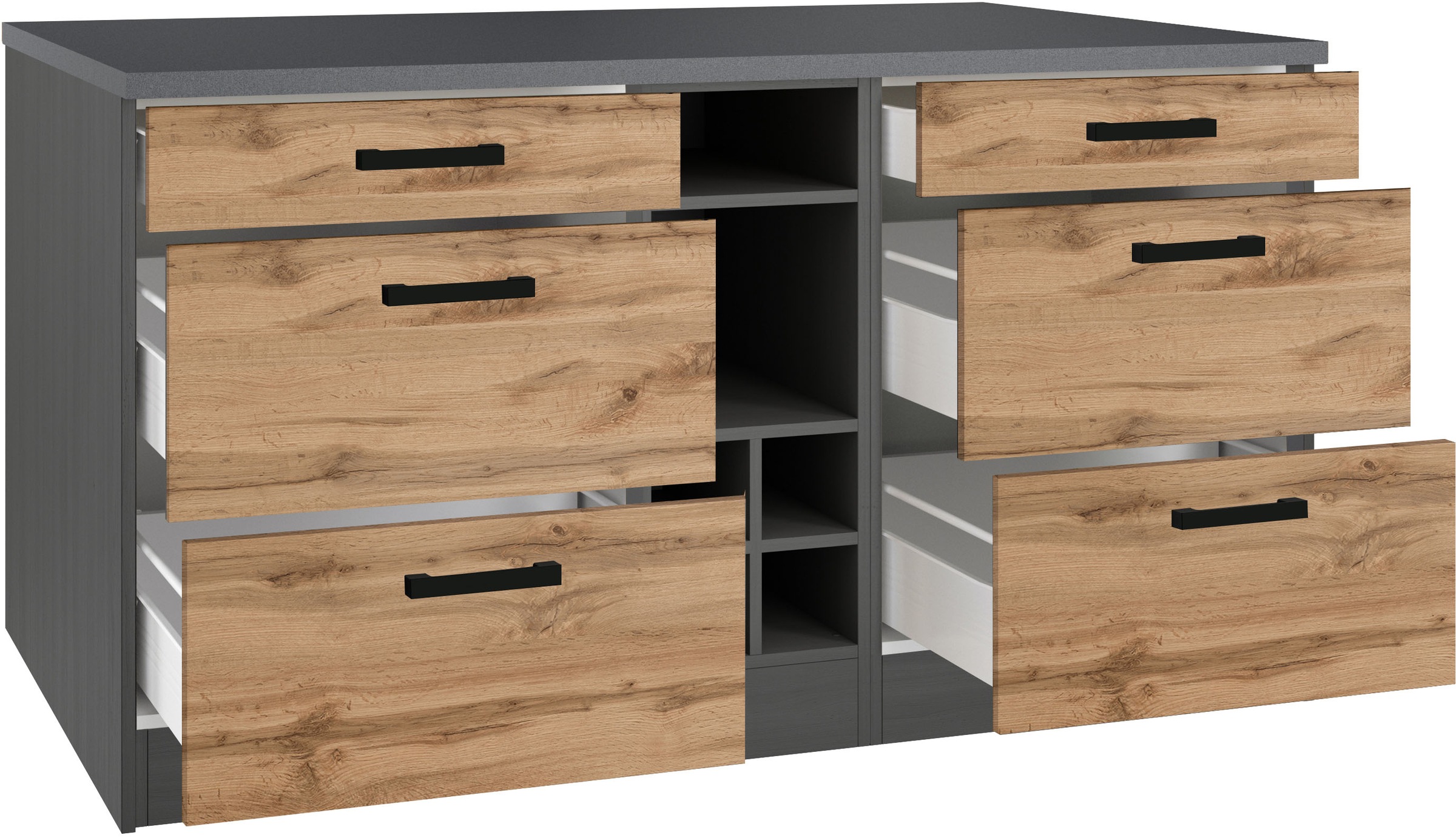 KOCHSTATION Kücheninsel »KS-Toronto«, Breite 153 cm, MDF-Fronten, Flaschenregal