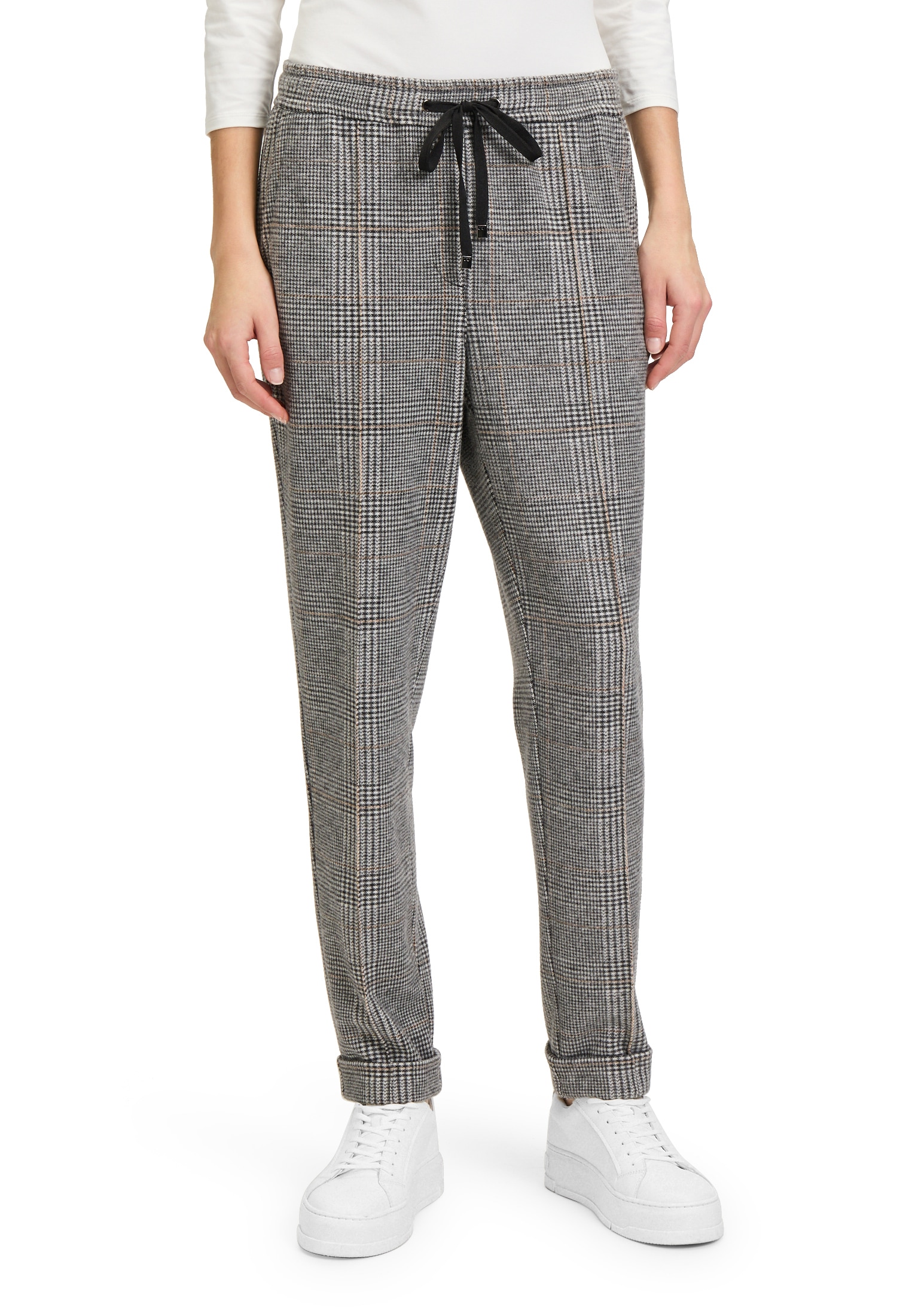 Betty&Co Stoffhose »Karo-Hose mit Bindegürtel«
