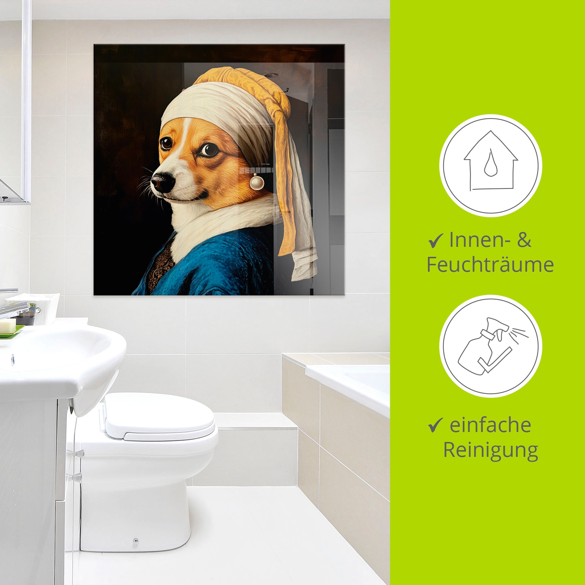 Artland Glasbild »Der Corgi mit dem Perlenohrring« Animal Fantasy 1 Stk. tlg. in verschiedenen Größen